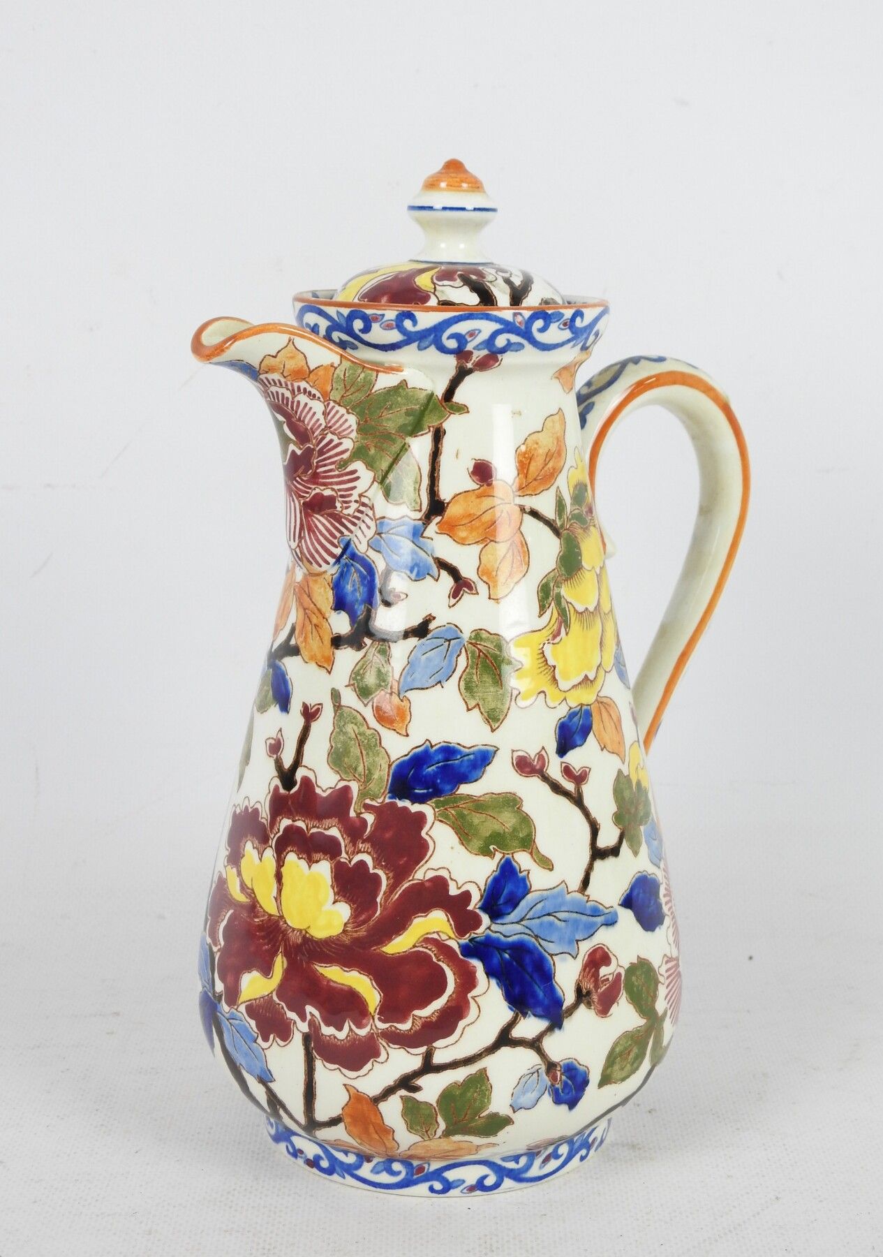 Null GIEN: vaso in terracotta, decorazione di peonie. Marchio sul retro. Altezza&hellip;