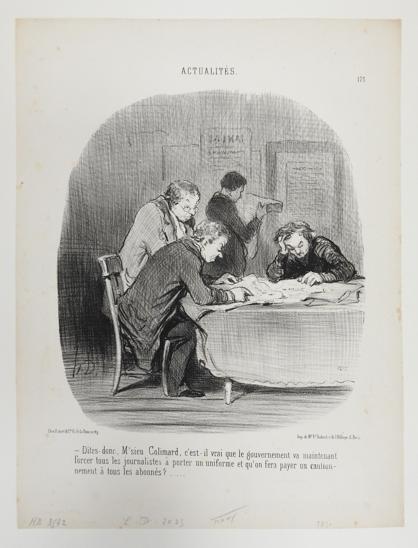 Null Honoré DAUMIER (1808-1879): Say-so, M'sieu Colimard 石版画。奥贝特印制。1850年7月31日出版的&hellip;