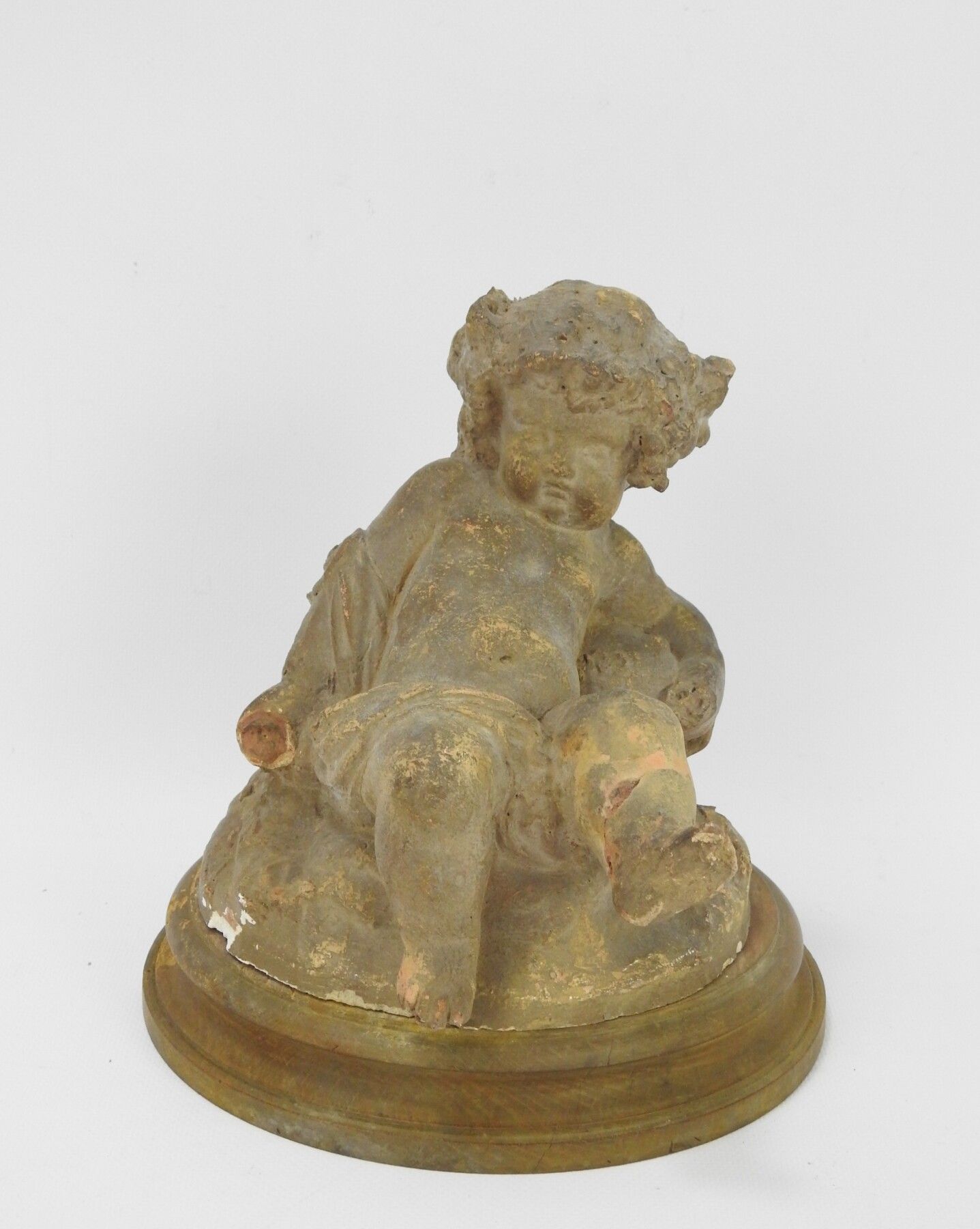 Null BACCHUS bambino, soggetto in terracotta. Su una base di legno. XIX secolo. &hellip;
