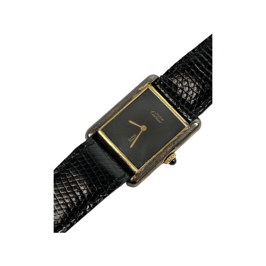 Null CARTIER Paris : Lady's wristwatch "Must" line, the rectangular case in silv&hellip;