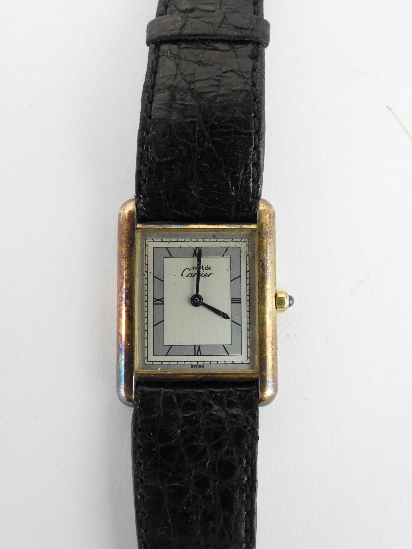 Null Reloj de pulsera de la colección CARTIER Must, esfera rectangular de plata &hellip;