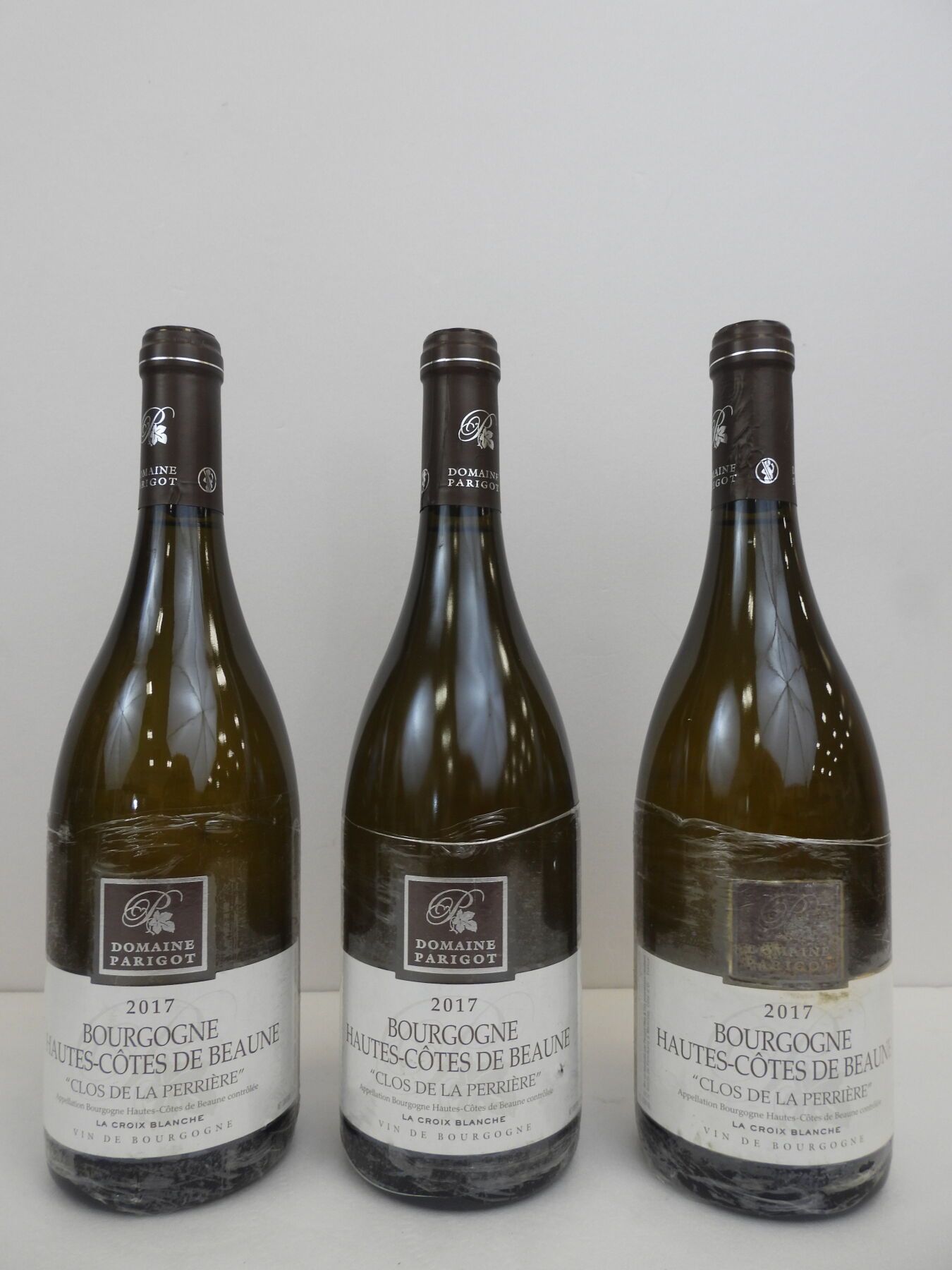 Null 3 bouteilles Hautes cotes de Beaune Blanc Clos de la Perriere Parigot. 2017