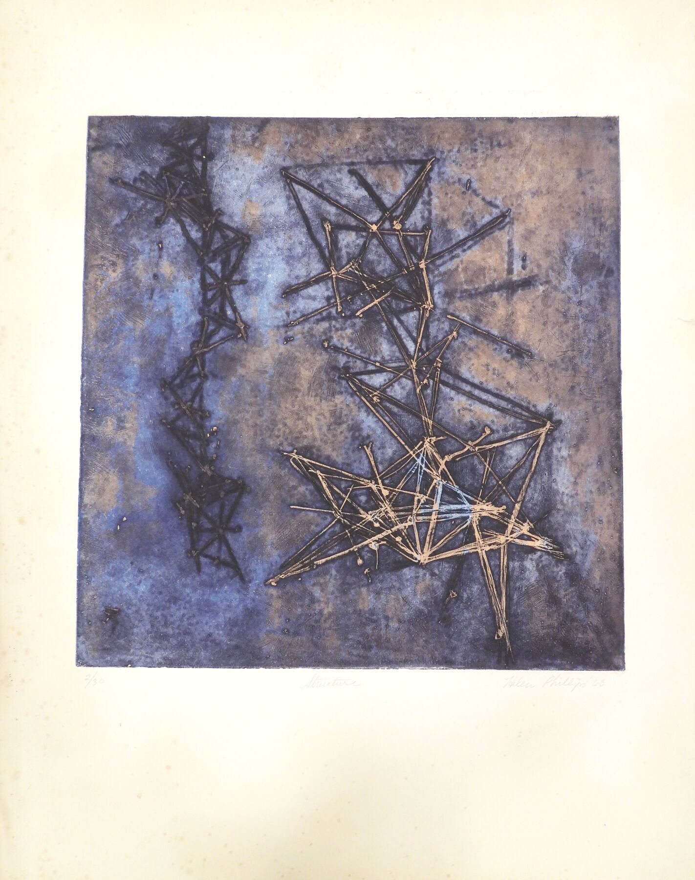 Null 海伦-伊丽莎白-菲利普斯（1913-1994）：结构（1963）。彩色蚀刻画。签名，标题和编号2/30。44 x 42厘米。纸张：76 x 56厘米（&hellip;