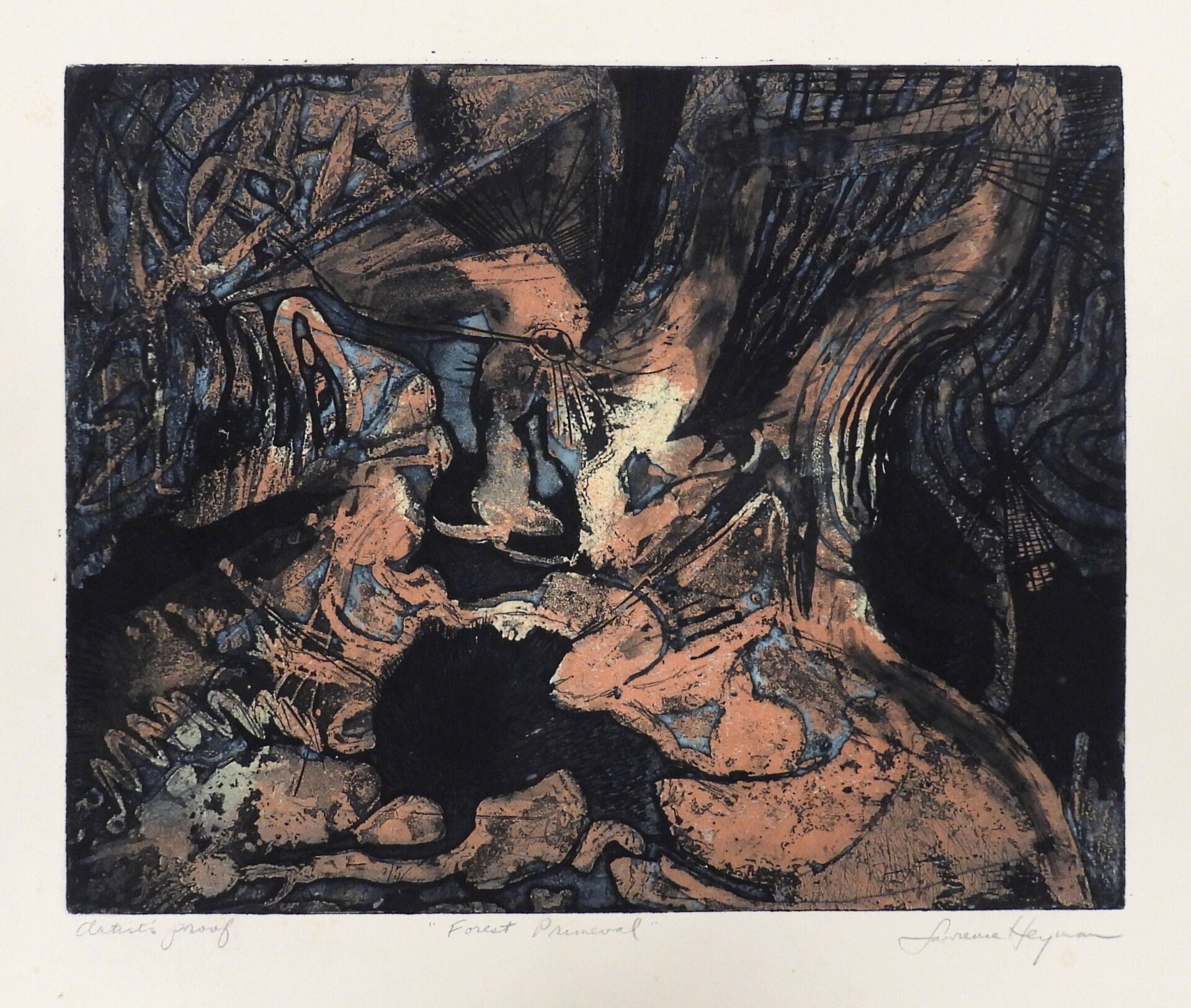 Null Lawrence HEYMAN (born 1932): Forest primeval. Engraving in colors. Signed, &hellip;