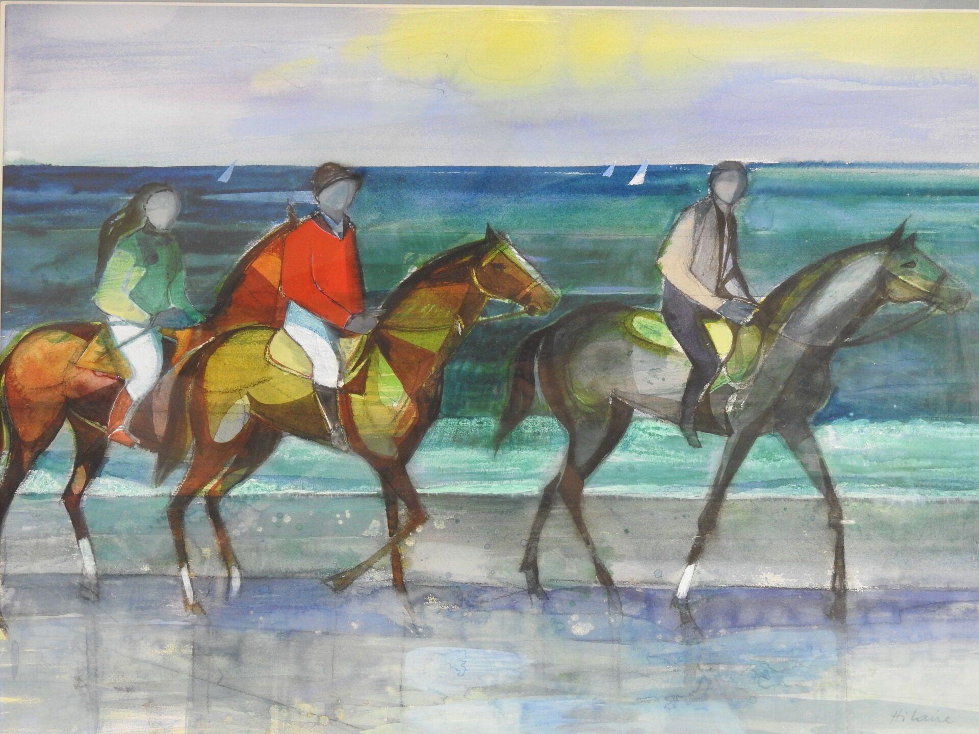 Null 卡米尔-希拉里（1916-2004）:

马匹。

水彩画。

51 x 68厘米。右下方有签名。出处：65画廊，戛纳。