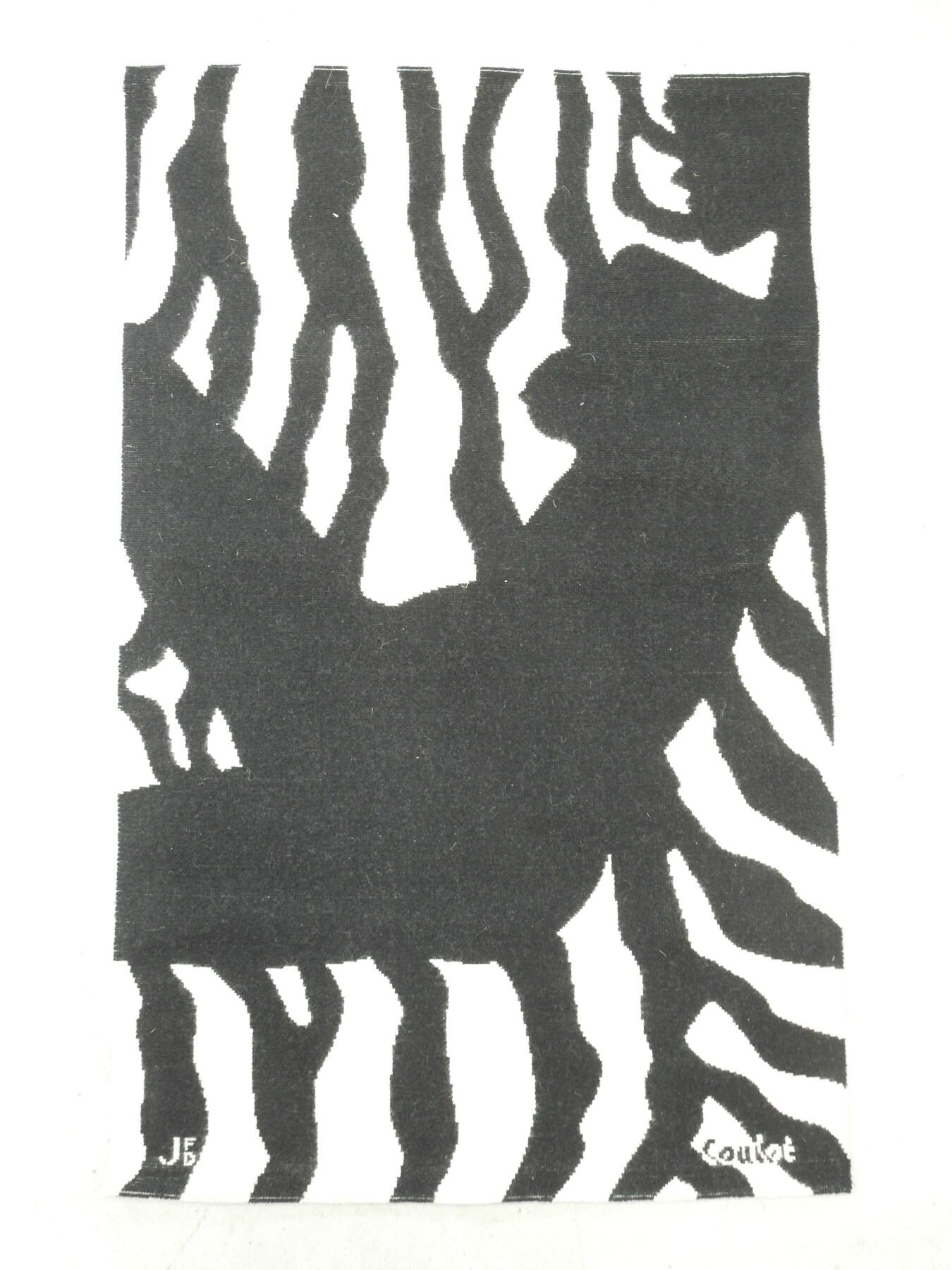 Null 让-库洛（1928-2010）。米色背景上的黑衣女子。羊毛挂毯在右边签名。由JFD(Jules Flipo)工作室织造。117 x 73 cm (不含&hellip;