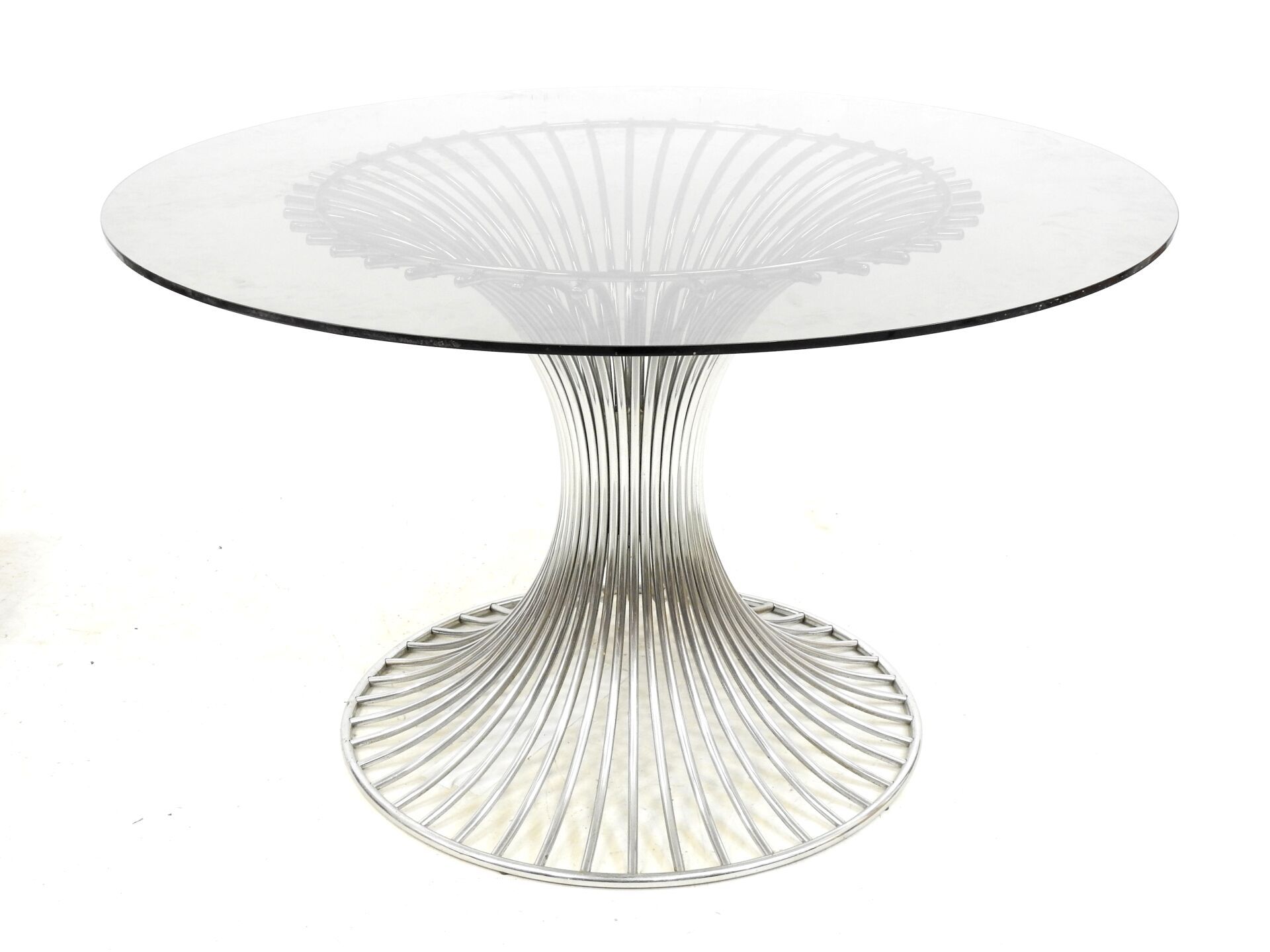 Null Gastone RINALDI (1920-2006): Table de salle à manger en métal chromé, pied &hellip;