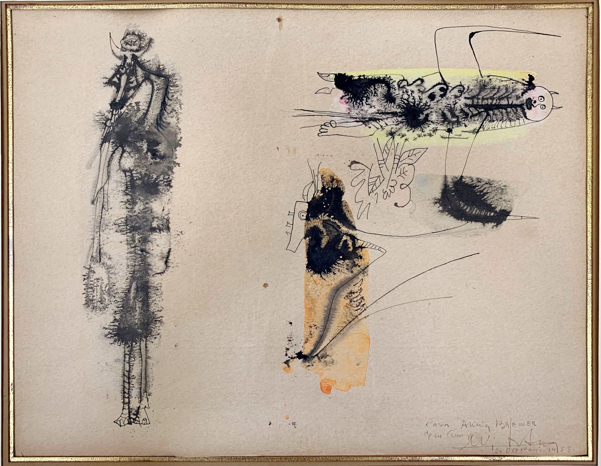 Null 
林伟强(1902-1982) 




无题。(1953)




纸上水墨和水彩画。右下角有签名、奉献和日期。 




27 x 35厘米。
中&hellip;