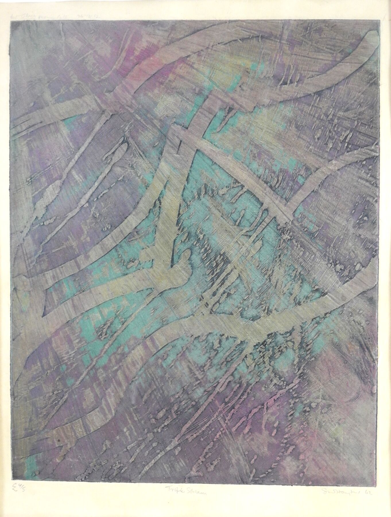 Null 斯坦利-威廉-海特（1901-1988）。Tropie流。彩色雕刻。签名，日期为62，标题，编号为4/5，并献上。55 x 43 cm 正在观看。出处&hellip;