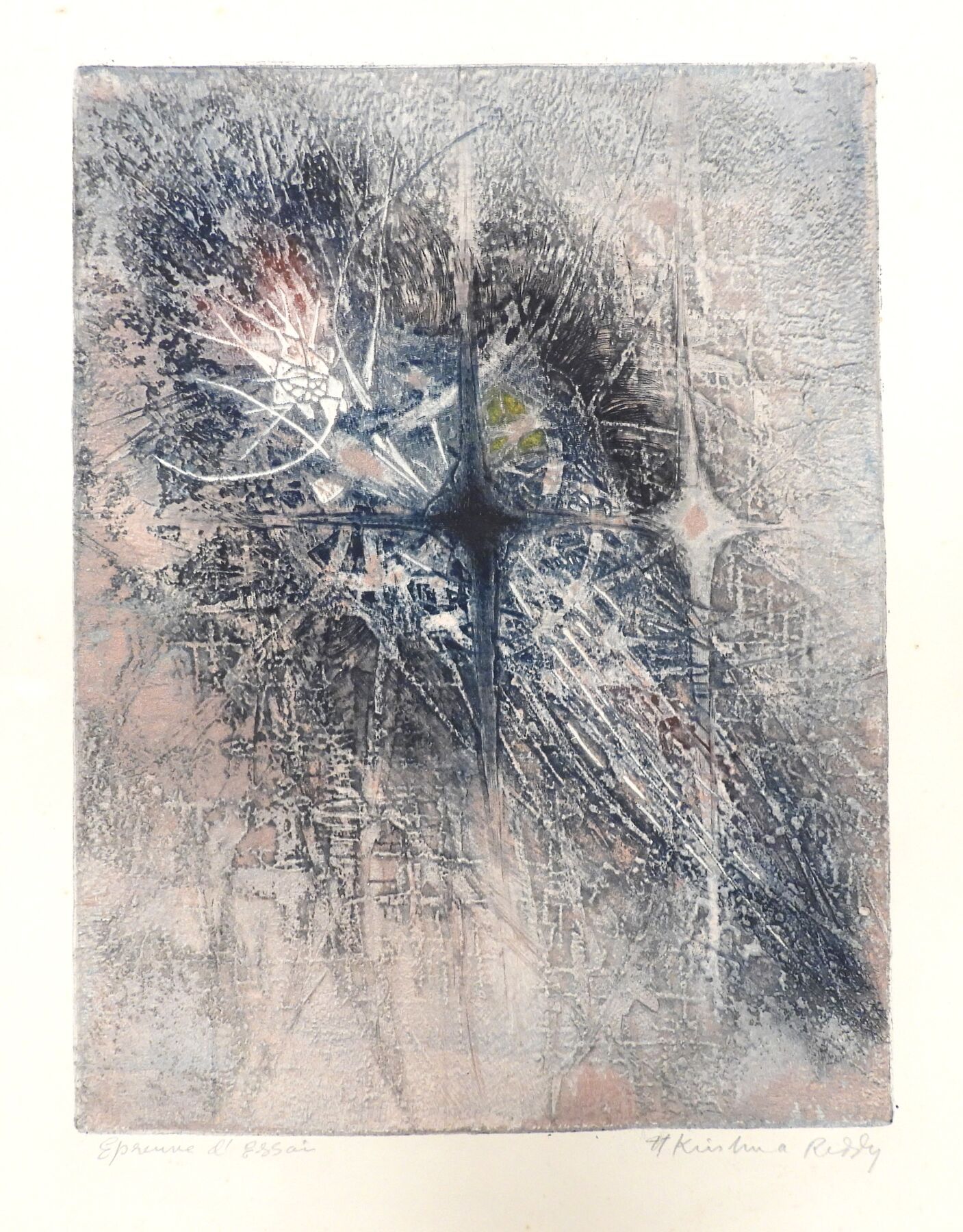 Null 克里希纳-雷迪（1925-2018）。无题。彩色蚀刻画。有签名和注释的 "试用证明"。44 x 33厘米。纸张：65 x 50厘米。出处：John和A&hellip;