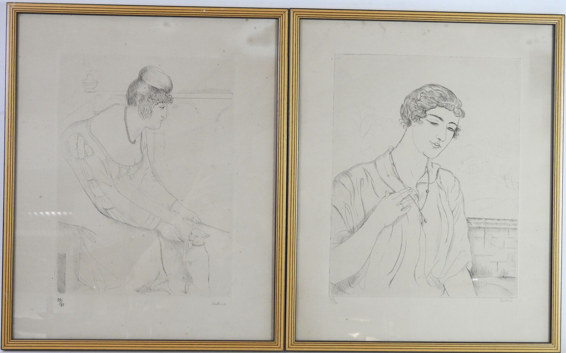 Null Othon COUBINE (1883-1969): Portraits de femme. Deux eau-fortes ou pointes s&hellip;