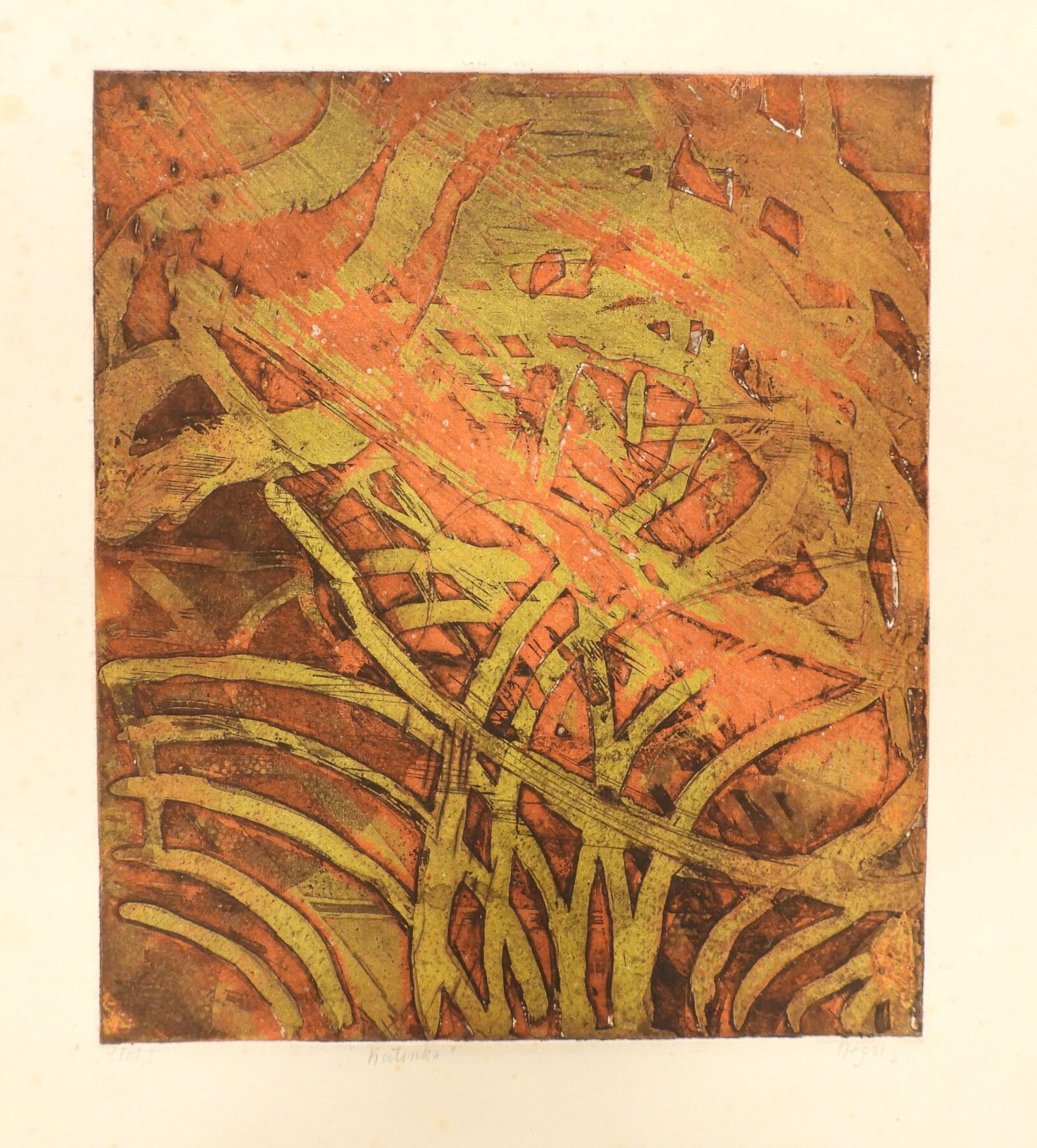 Null 尼娜-内格里（1909-1981）：卡丁卡。彩色雕刻。签名，标题，并注有 "épreuve état J"。25 x 22 cm。纸张：51 x 51&hellip;