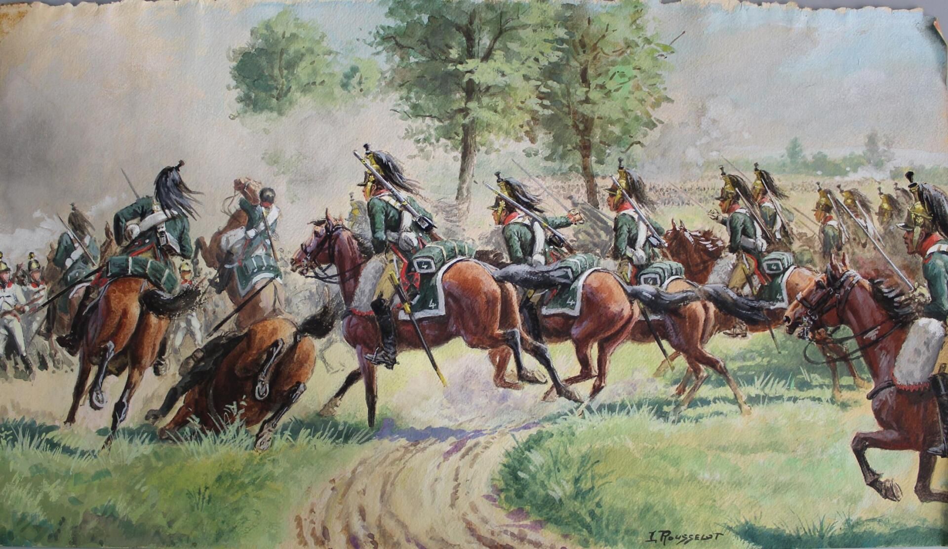 Null Lucien ROUSSELOT (1900-1992). Charge of the 4th Dragoons against the Austri&hellip;