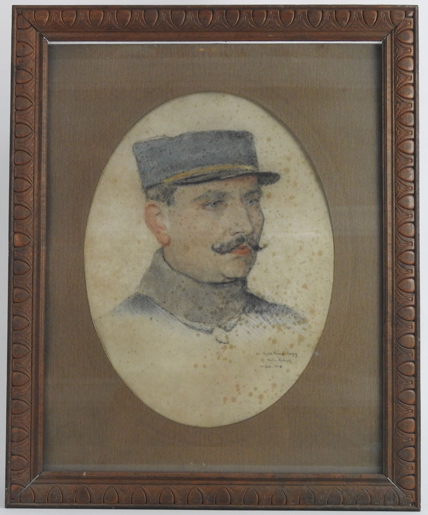 Null 里查德，特里斯坦（19-20世纪），Fourrier Toupy中士的肖像，木炭和粉彩，SBD，日期为1918年11月11日，尺寸为38 X 28厘米&hellip;