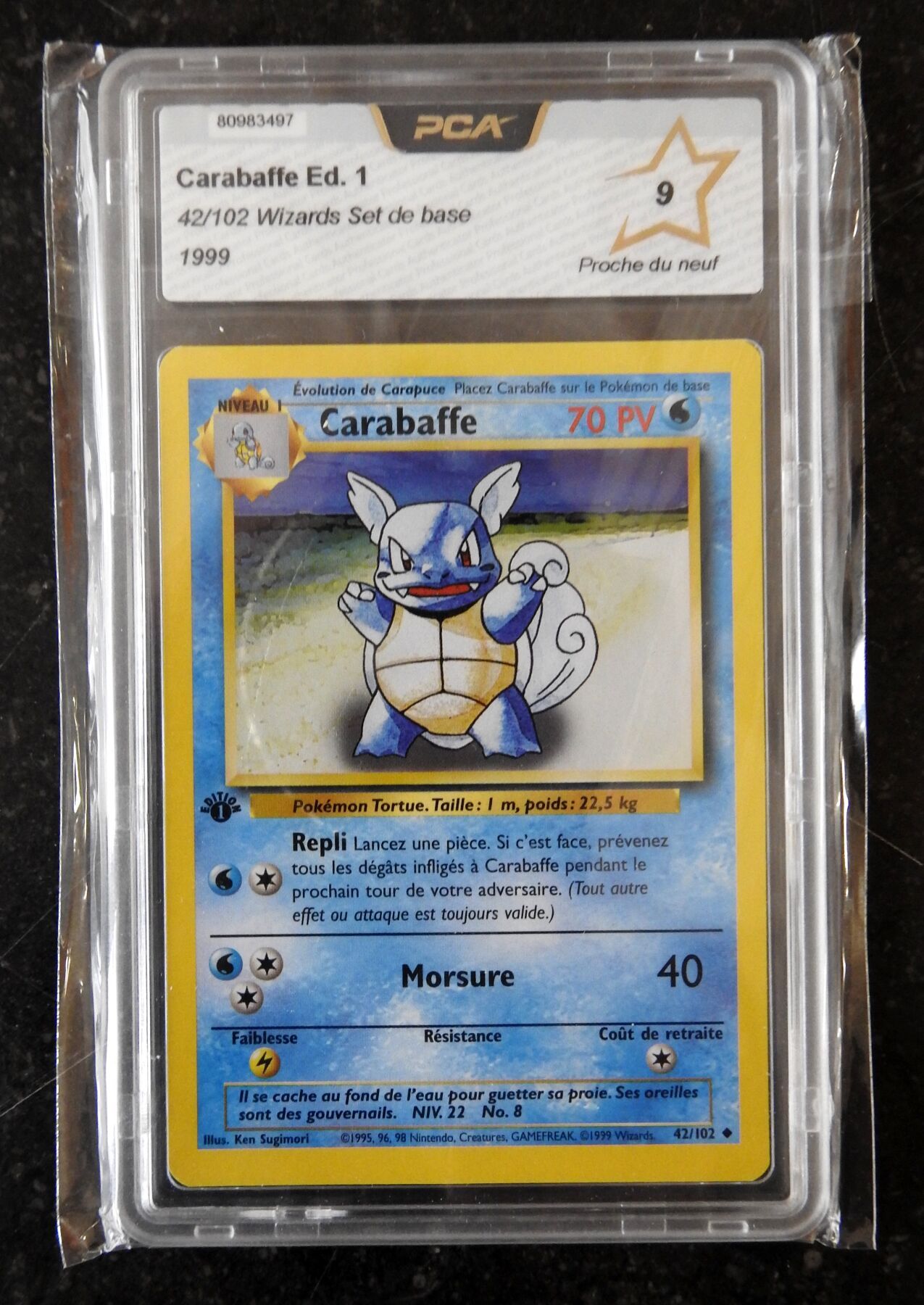 Null POKEMON

CARABAFFE 42/102 Wizards Karte Grundset Ed. 1

1999

PCA Graded 9 &hellip;