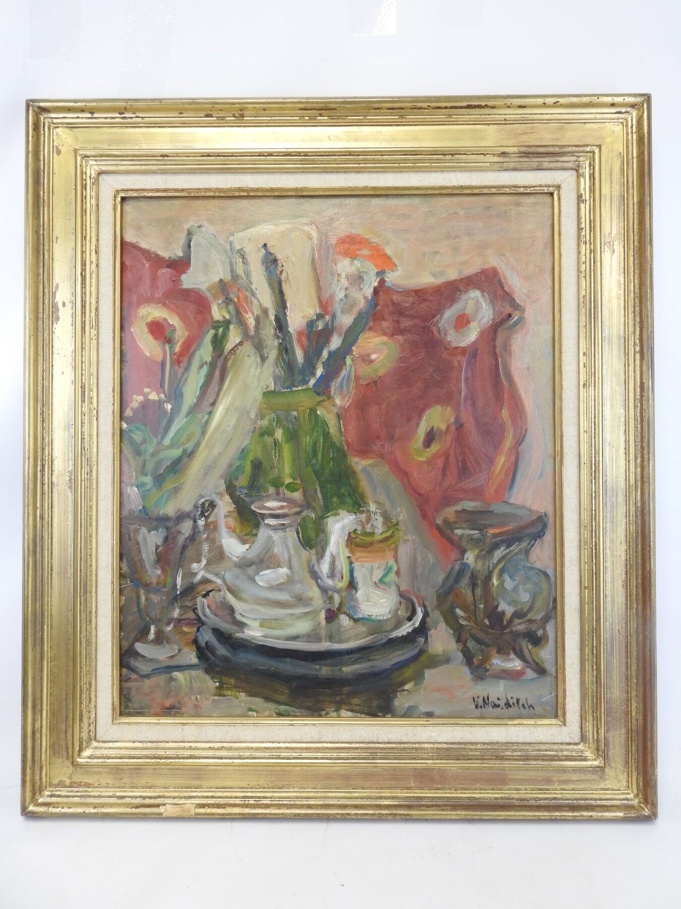 Null Vladimir NAIDITCH (1903-1980/81): 《茶壶的静物》。布面油画，右下角有签名。55 x 46厘米（查看）。