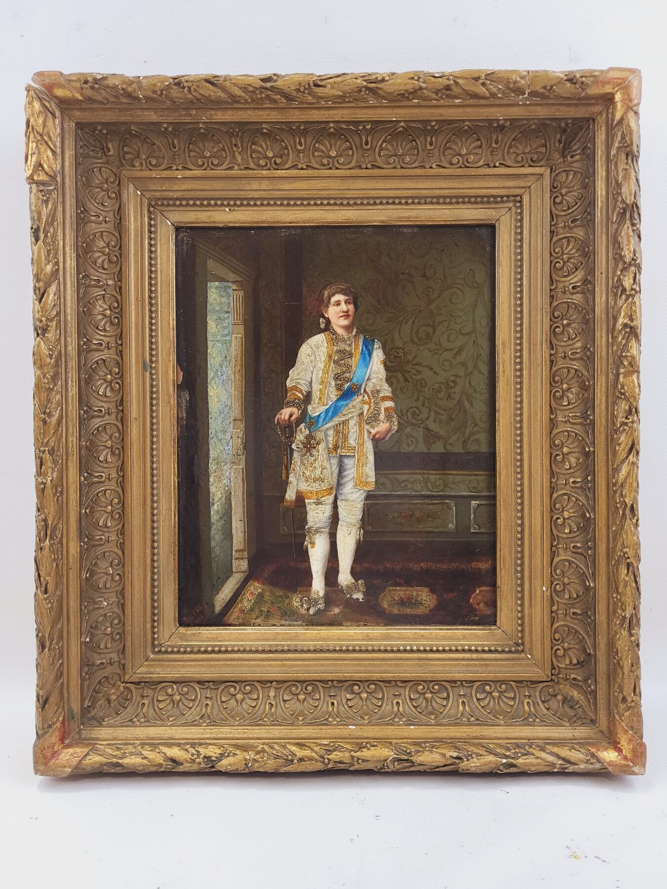 Null DRUTEL : Portrait de gentilhomme. Huile sur panneau. Signé en bas à gauche &hellip;