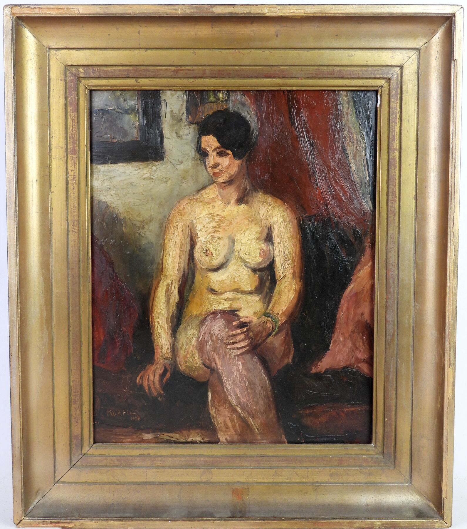 Null Charles KVAPIL (Antwerp 1884 - Paris 1957): Female Nude. Panel. 41x33cm. Si&hellip;