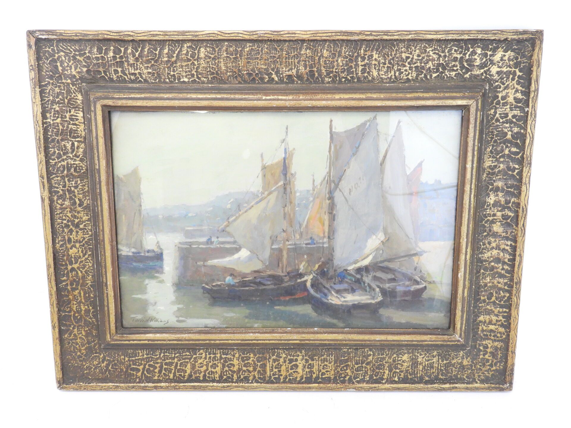 Null 特里克-约翰-威廉姆斯（1860-1936）。明亮的早晨--洪福勒。布面油画，左下角有签名，背面有标题，26.5 x 40.5厘米。