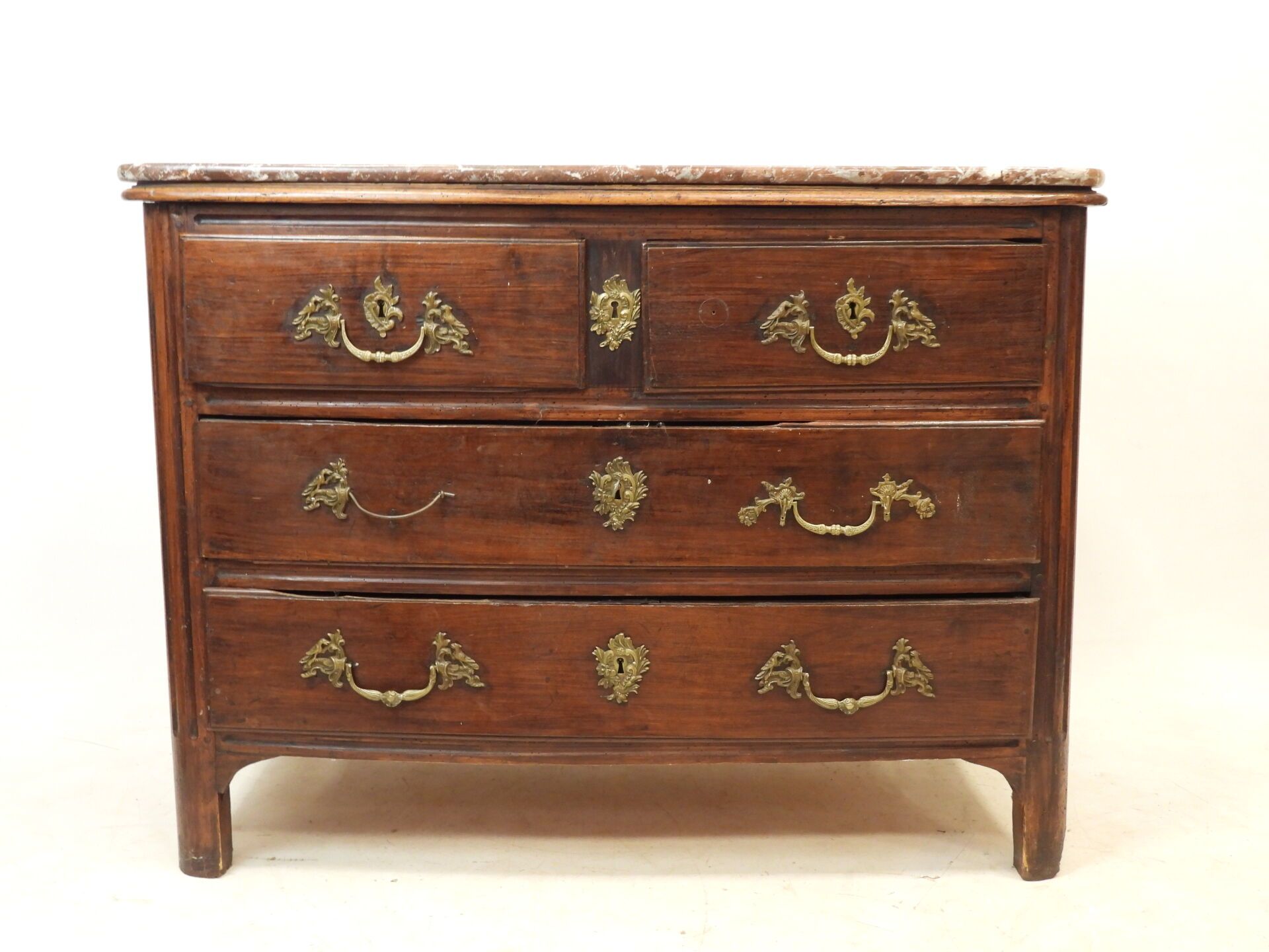 Null Louis XV oak COMMODE opening with four drawers on three rows. Provincial wo&hellip;