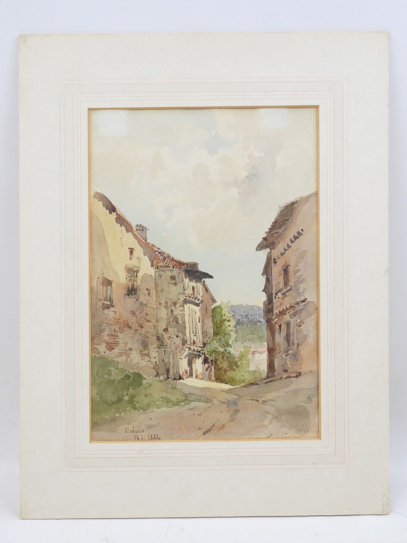 Null 埃米尔-D-鲁克斯（1882-1915）。克莱劳的景色，1882年。纸上水彩画，右下角有签名，左上角有标题 29.5 x 21 cm