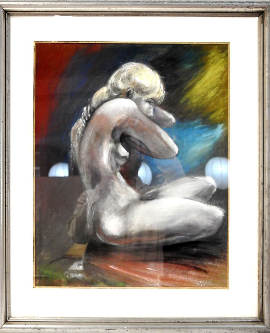 Null French school - XXth century 

Female nude.

Pastel.

Bears a signature at &hellip;