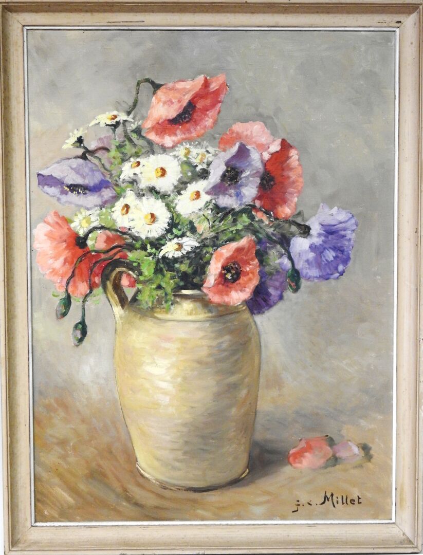Null 让-查尔斯-米勒(Jean Charles MILLET) (1892-1944)

有一束花的静物。

布面油画。

右下方有签名，背面有会签和日期&hellip;