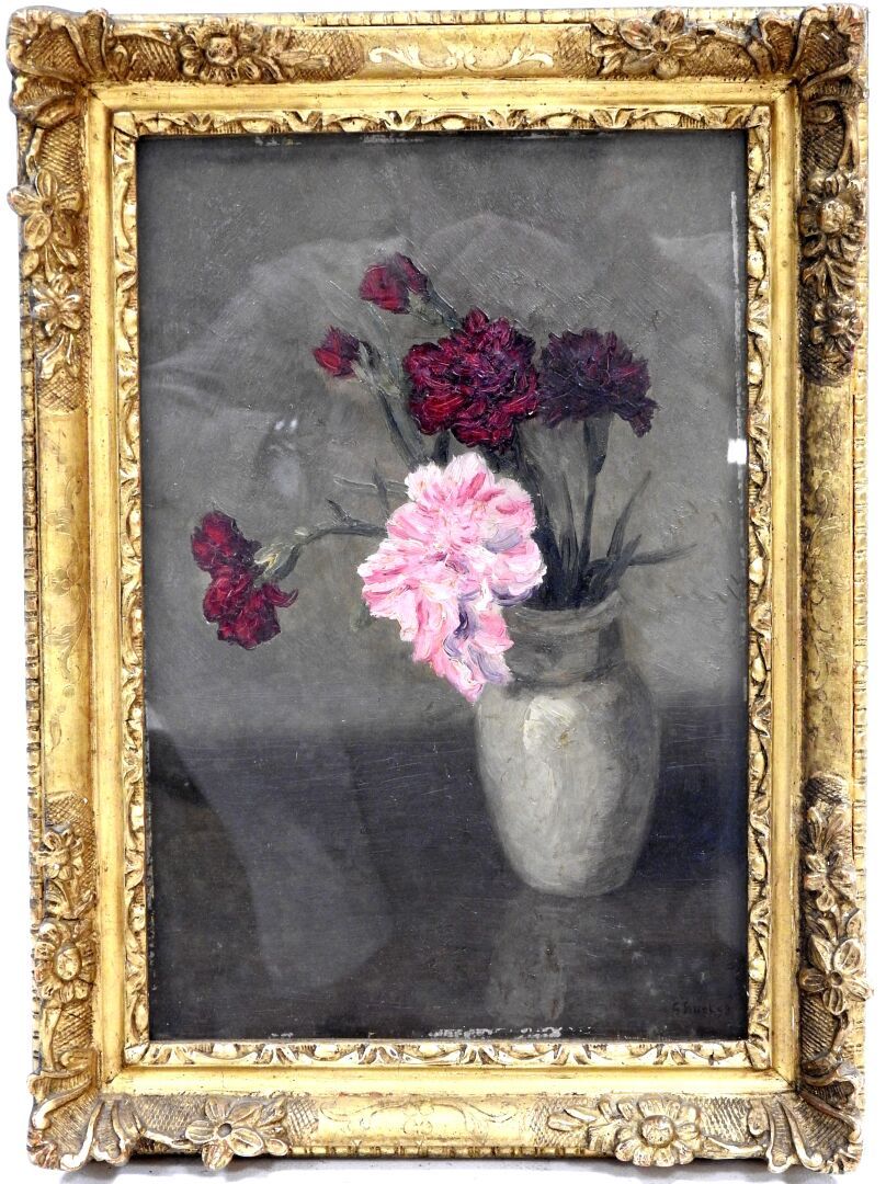 Null 乔治-胡埃(1860-1935)

有一束花的静物。

板上油彩。右下方有签名。

30,5 x 20厘米。

磨损和撕裂。