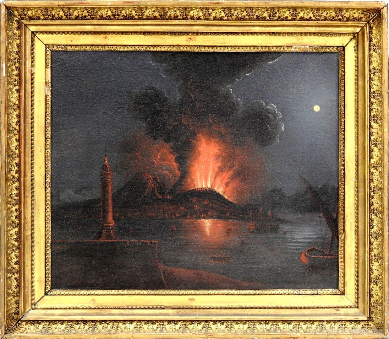 Null 
大约1820年的意大利学校，ANTONINI的追随者

维苏威火山的爆发

帆布

高度：38厘米

宽度 : 46 cm

磨损，褪色。

专家：&hellip;
