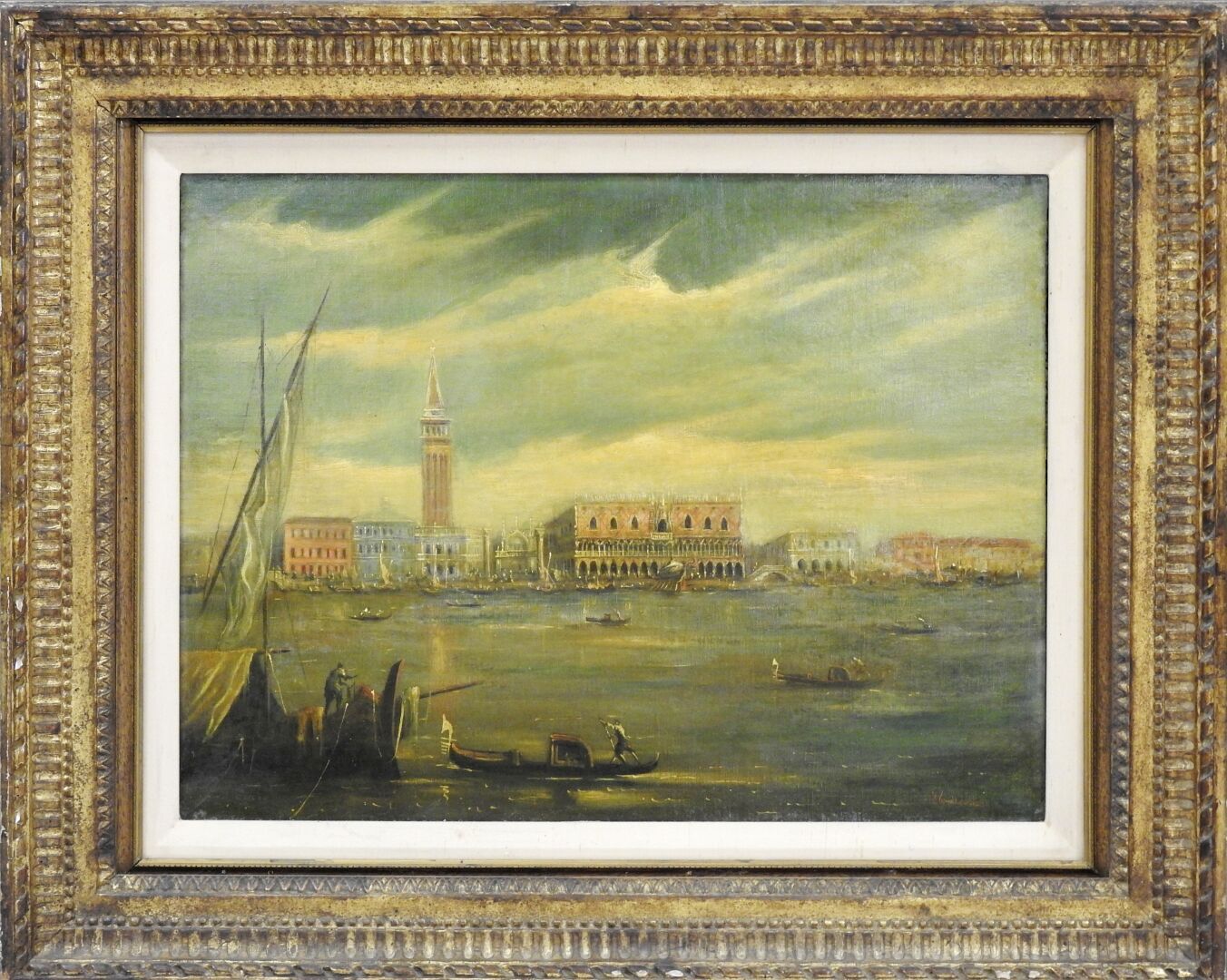 Null 
19世纪末的意大利学校，在Francesco GUARDI之后




鼹鼠，威尼斯的圣马可盆地的景色。




布面油画。签名为 "F.右下角有 &hellip;