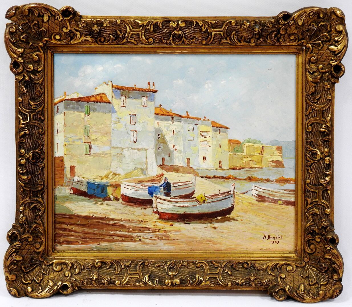 Null 
A. BENOIST - XXth century
The boats.
Oil on canvas. Signed and dated 1953 &hellip;