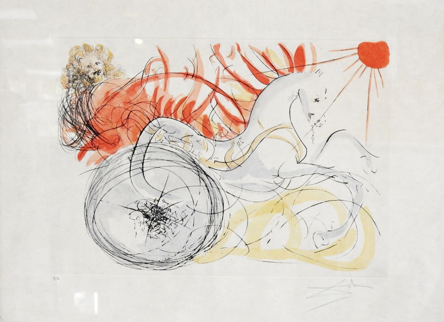 Null 萨尔瓦多-达利(1904-1989)

以利亚和战车。

日本纸上的石版画。有签名和注解的艺术家样书。

56 x 76厘米。

磨损和撕裂。