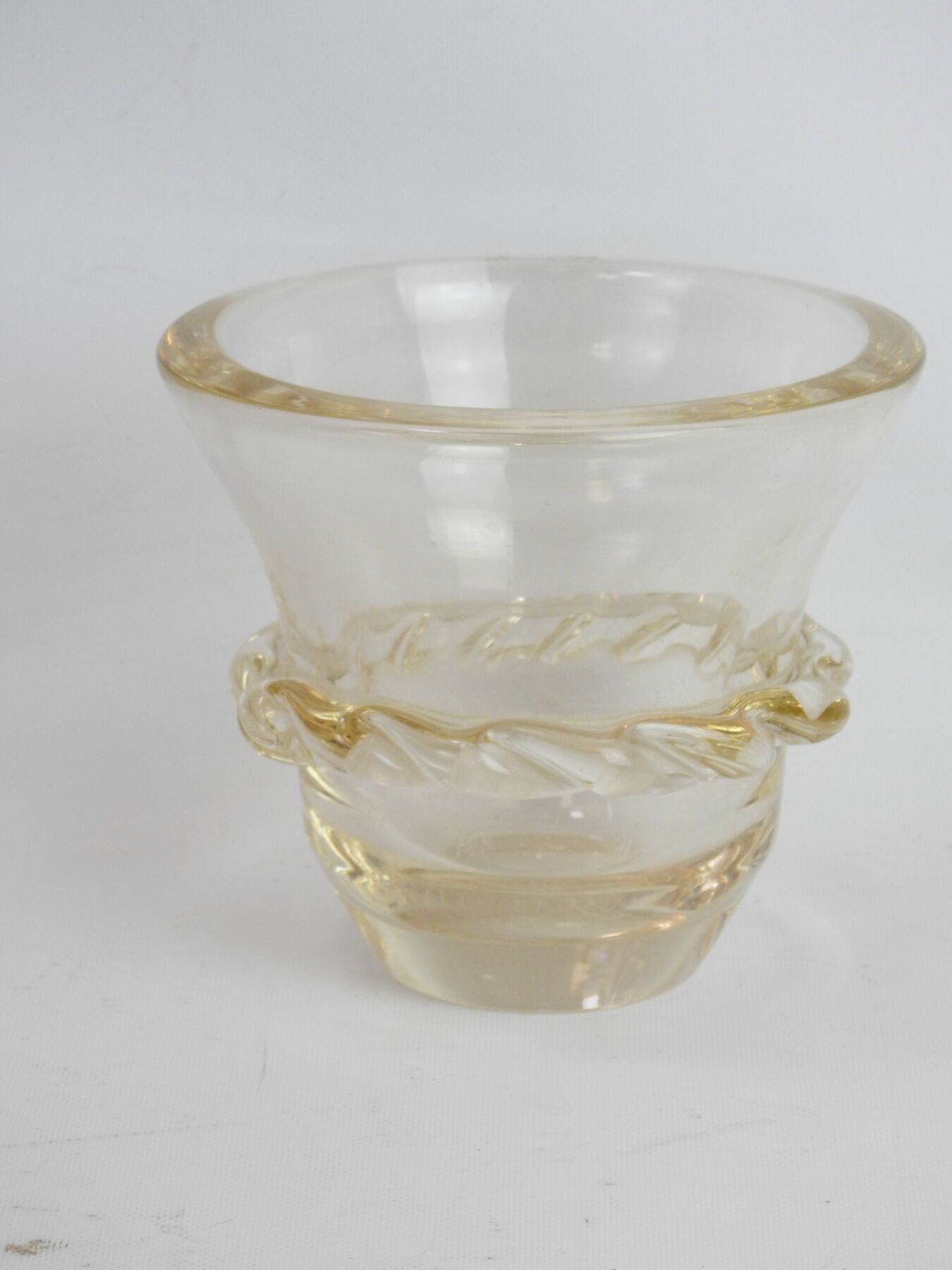 Null 法国DAUM南希：香槟色水晶喇叭口花瓶。签名。17 x 20厘米