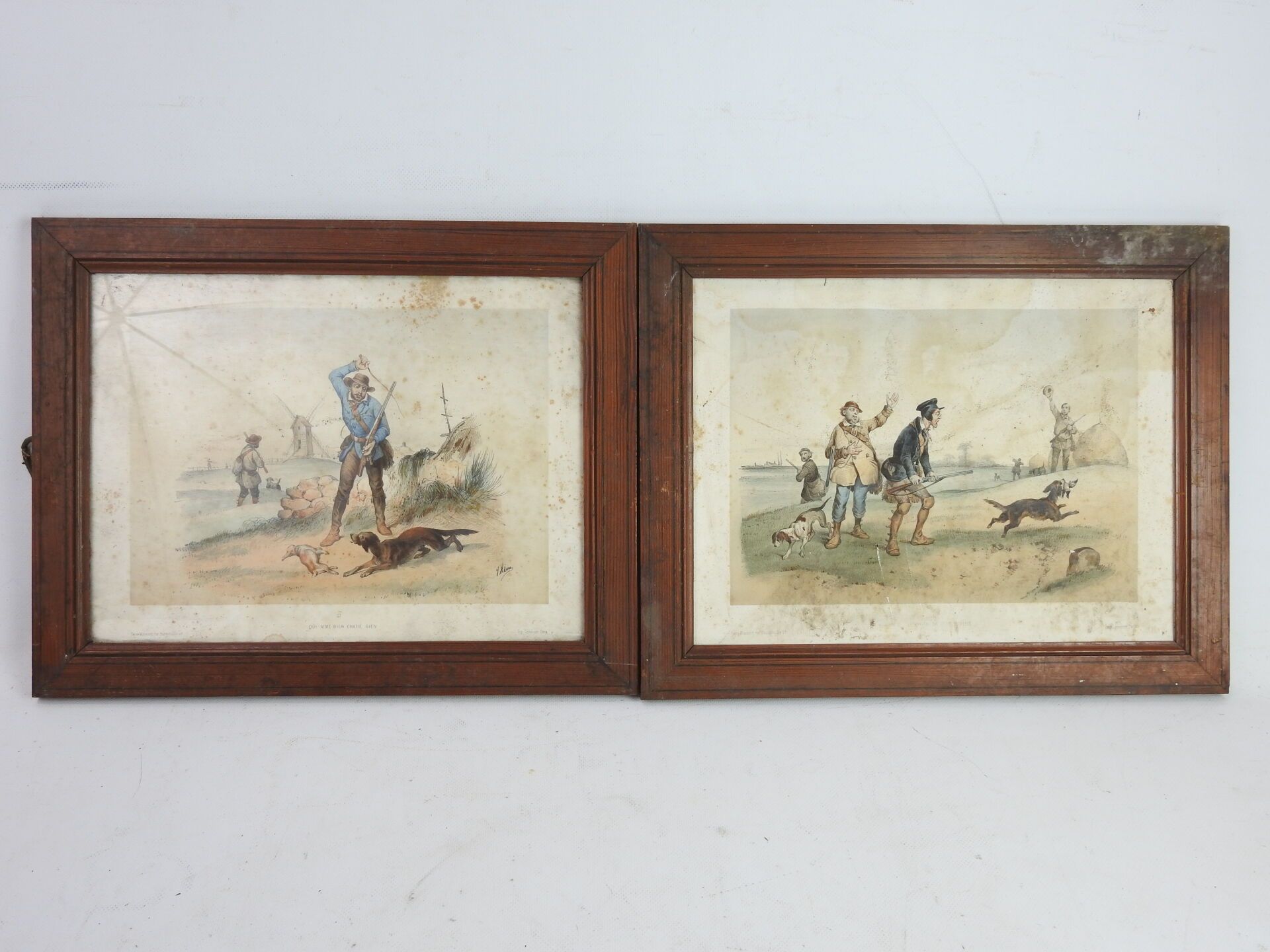 Null Victor ADAM after : Scenes of hunting. Pair of lithographs in colors. 25.5 &hellip;
