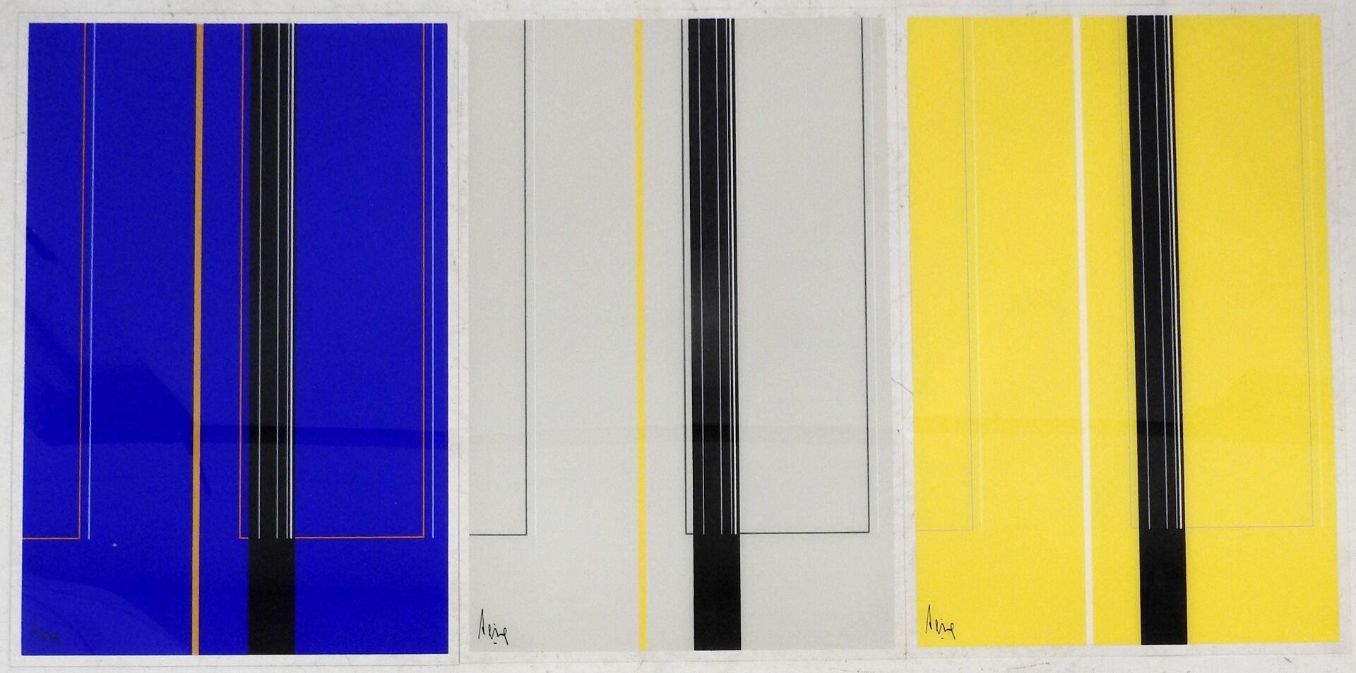 Null 吕克-佩尔 (1916-1994)

三联画

有机玻璃上的彩色绢画，左下方有签名。背面有正当理由。

60 x 40厘米（每个）
