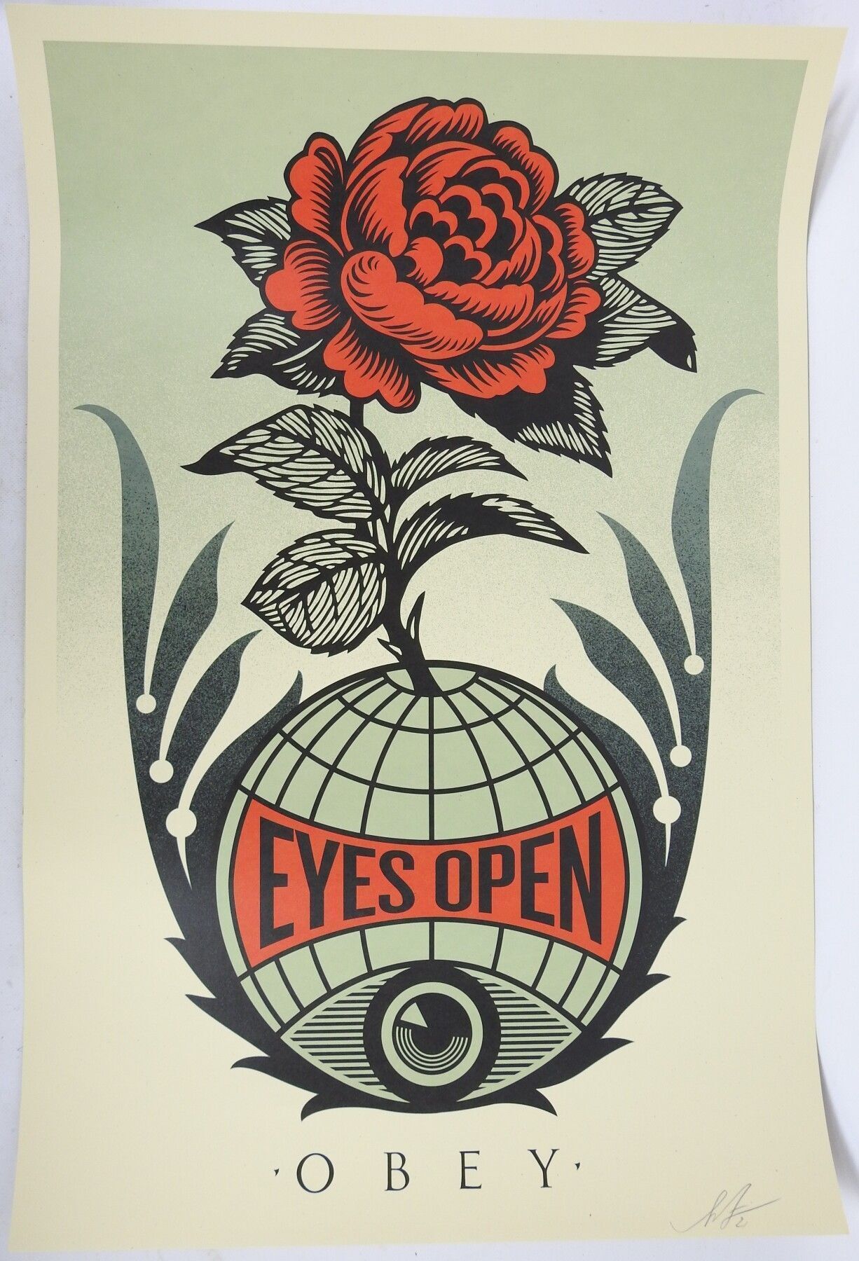 Null Shepard FAIREY (1970): Ojos abiertos. Serigrafía en hoja. Firmado abajo a l&hellip;