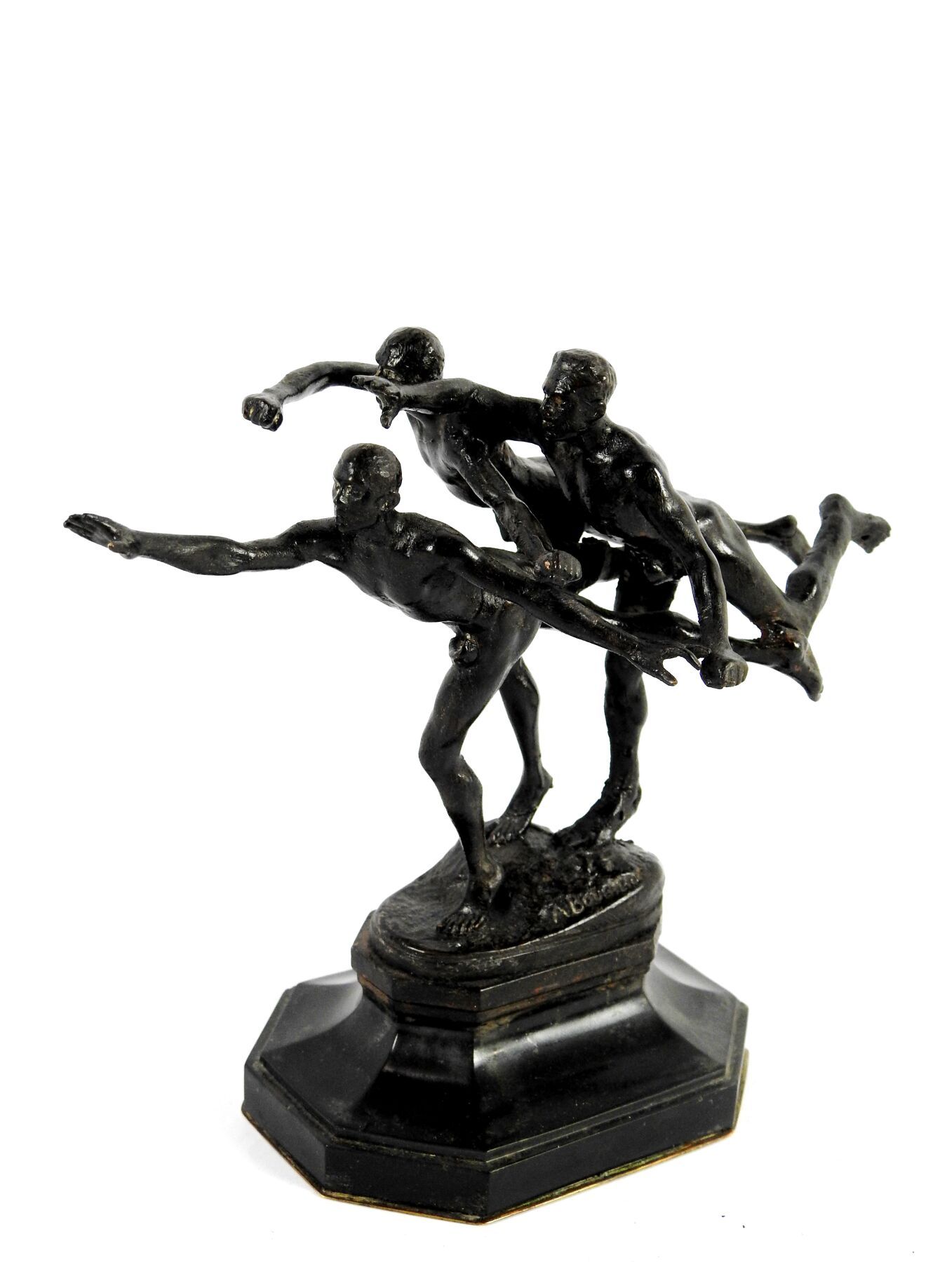 Null Alfred BOUCHER (1850-1934) : "Au but". 
Prova di bronzo Art Déco a patina &hellip;
