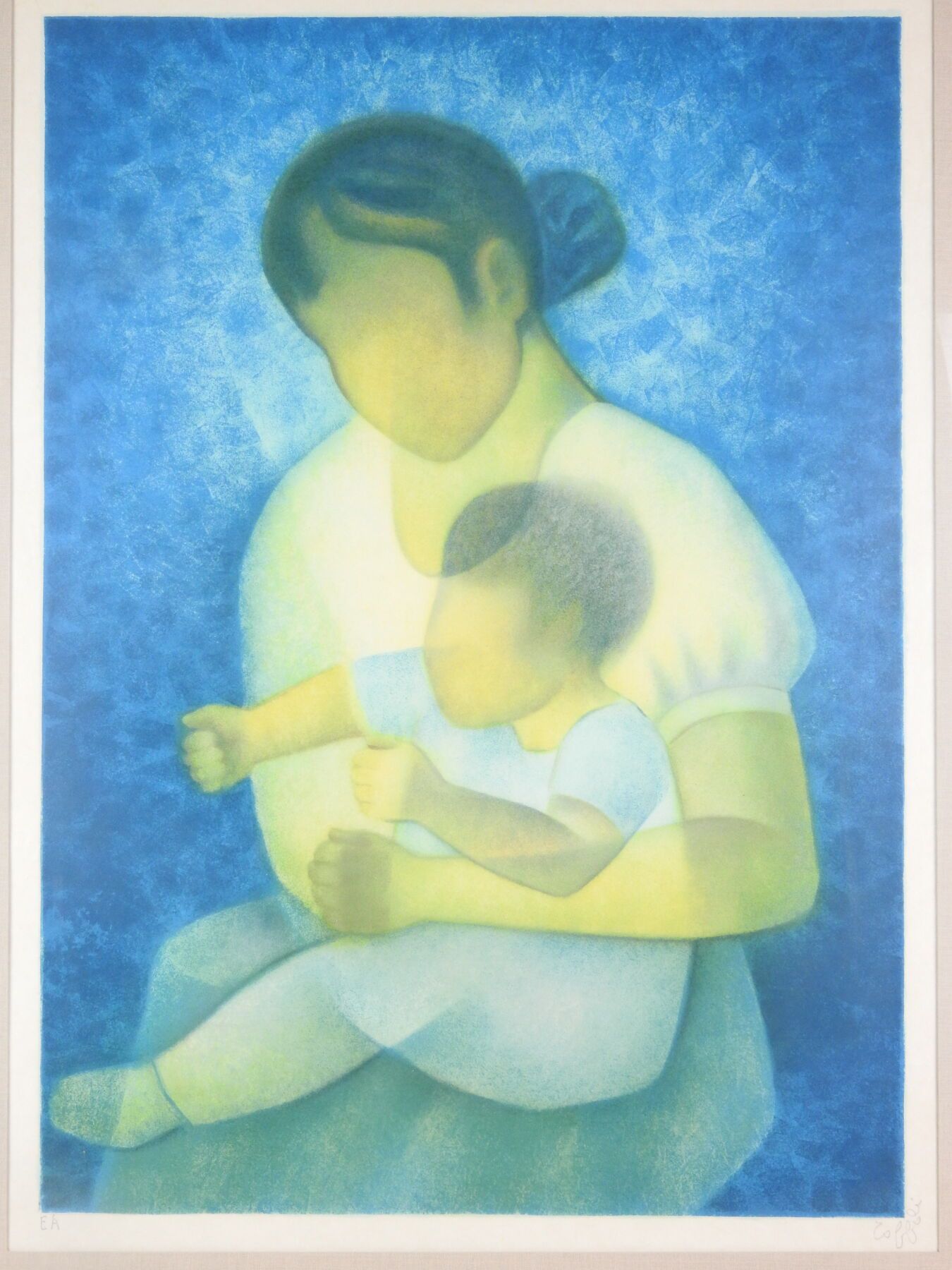 Null 路易斯-托福里（1907-1999）。母亲和孩子。石版画，艺术家的证明，右下角有铅笔签名。68 x 49厘米（查看）。玻璃下的框架