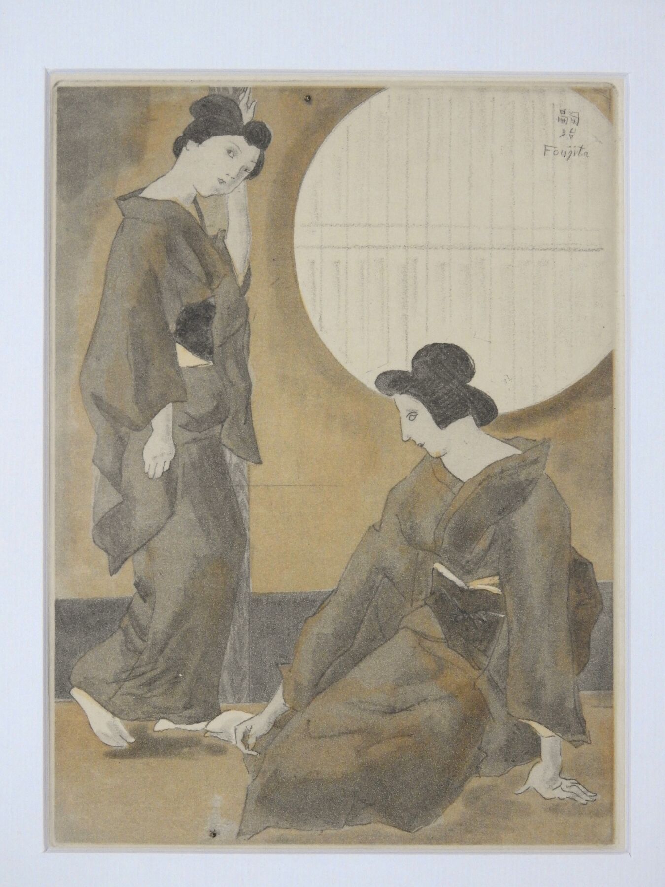 Null Léonard Tsuguharu FOUJITA (1886-1968) : Die Geisha, Innenszene. Original-Ra&hellip;