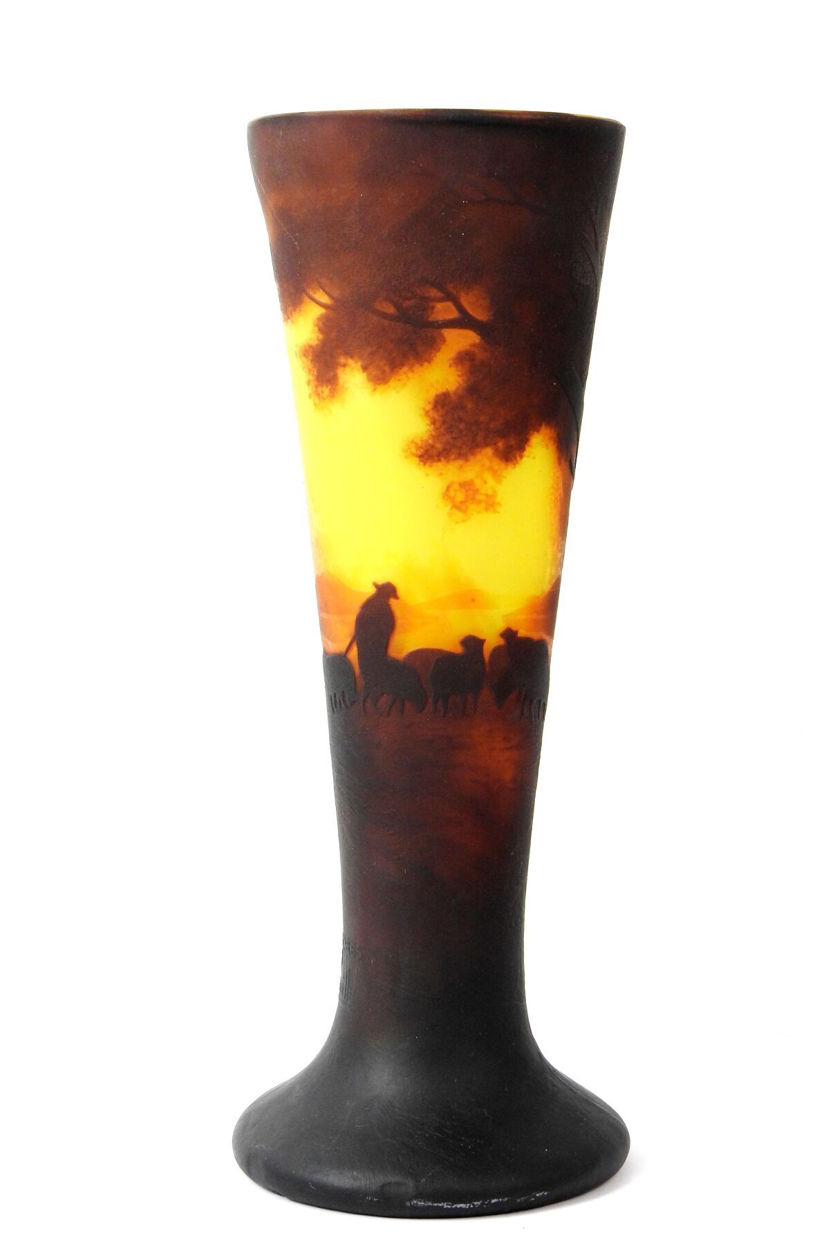 Null MULLER Frères - Lunéville: Vase aus Glas mit säuregeätztem Dekor eines Schä&hellip;