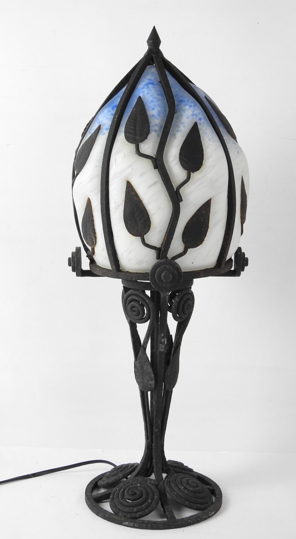 Null LAMP CHAMPIGNON in wrought iron and marmorated glass. In the taste of Daum &hellip;
