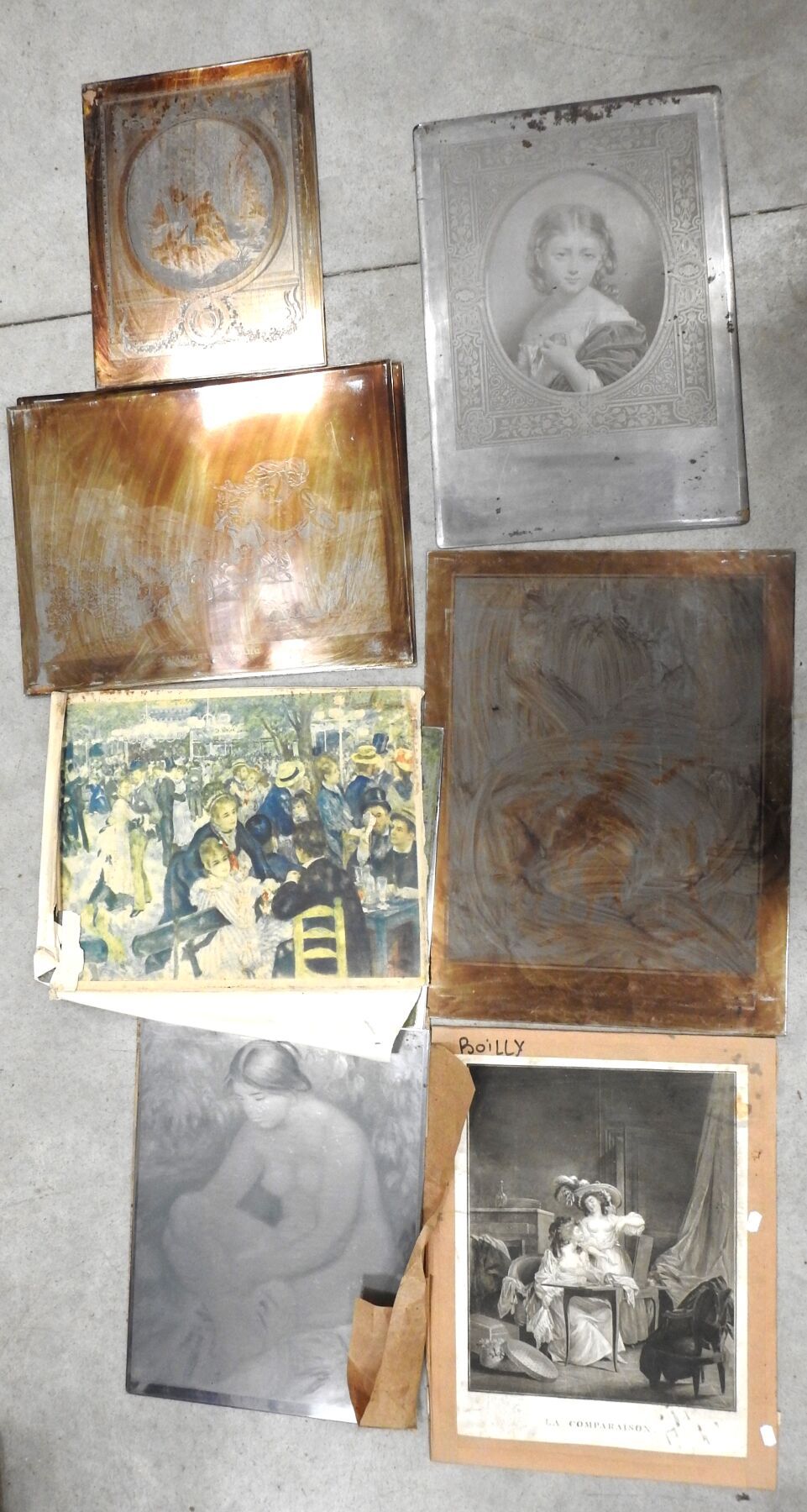 Null 大约10张铜版印刷板，包括路易-莱奥波伊（1761-1845）、皮埃尔-奥古斯特-雷诺尔（1841-1919）和18世纪的场景。约47 x 37厘米。&hellip;