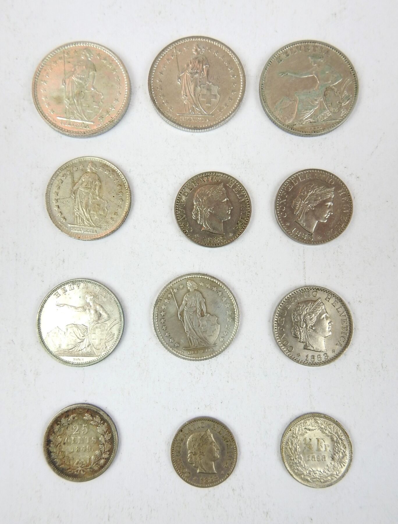 Null SWITZERLAND
2 francs (3), 1 franc (3) , 20 centimes (3), 5 - 25 - 50 centim&hellip;