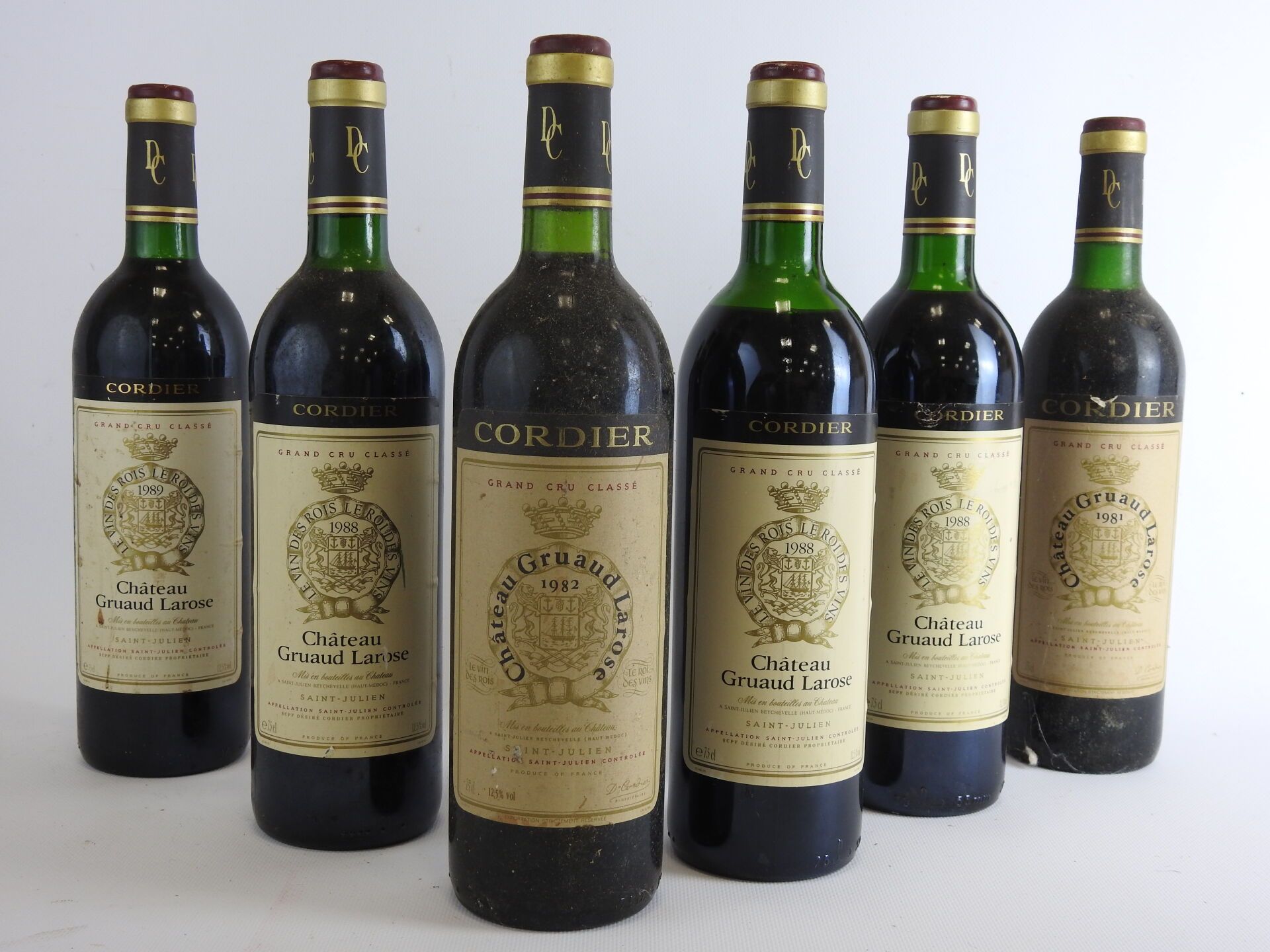 Null 6 bouteilles Chateau Gruaud Larose GCC : 1 x 1989 - 3 x 1988 - 1 x 1982 - 1&hellip;