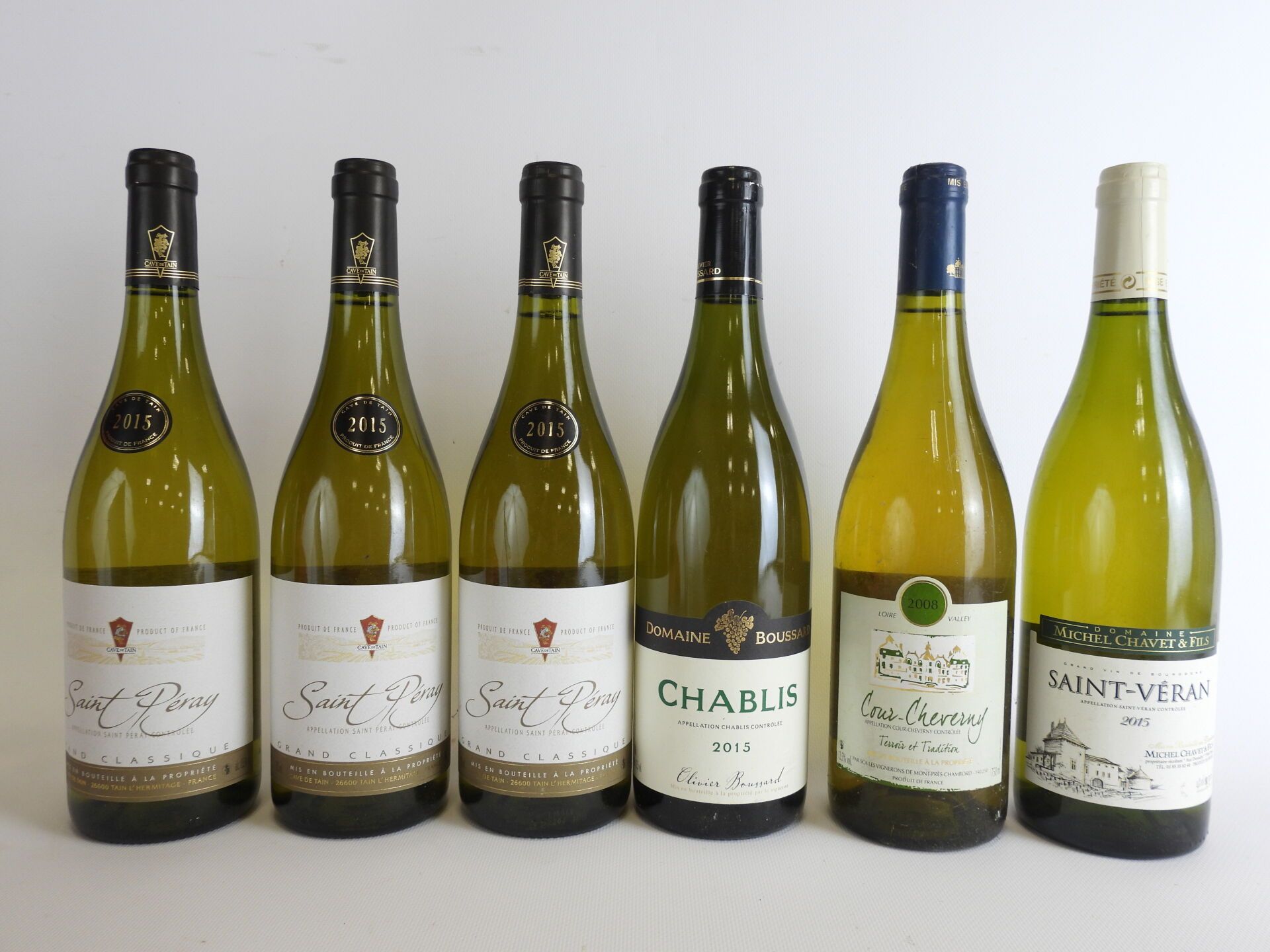 Null 6 bouteilles vin blanc 3 x Saint Péray 2015, 1 Chablis 2015, 1 Cour Chevern&hellip;