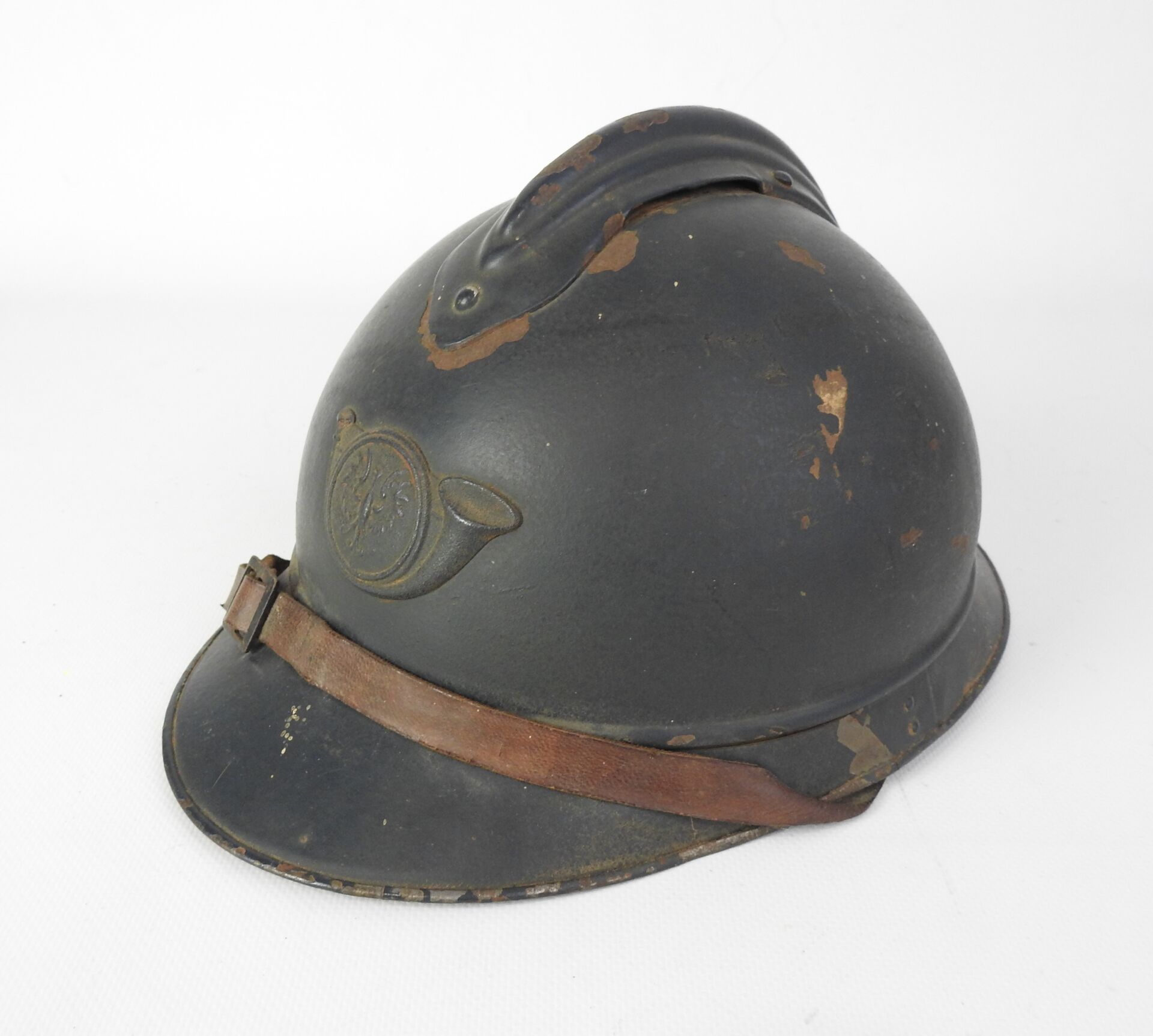 Null POLAND. Adrian helmet model 1915 in steel painted in blue horizon mat decor&hellip;