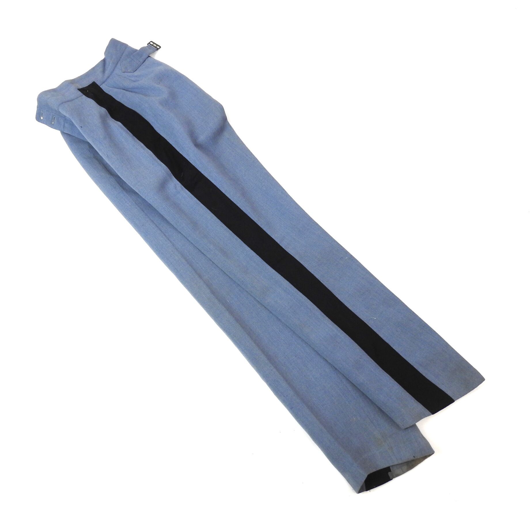 Null 杂项。1921年款制服直筒裤，上等地平线蓝布，侧面有深蓝色条纹，名称为。TBE