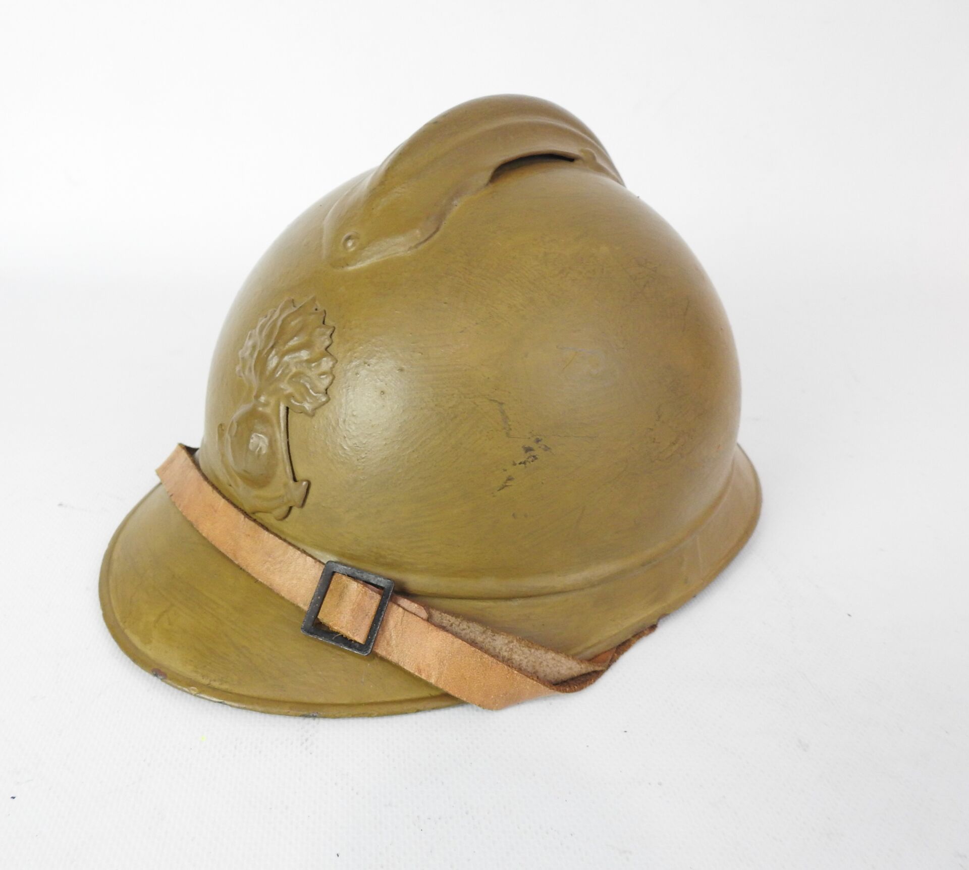 Null INFANTERIE de MARINE. Casque Adrian modèle 1915 en acier peint en bleu hori&hellip;