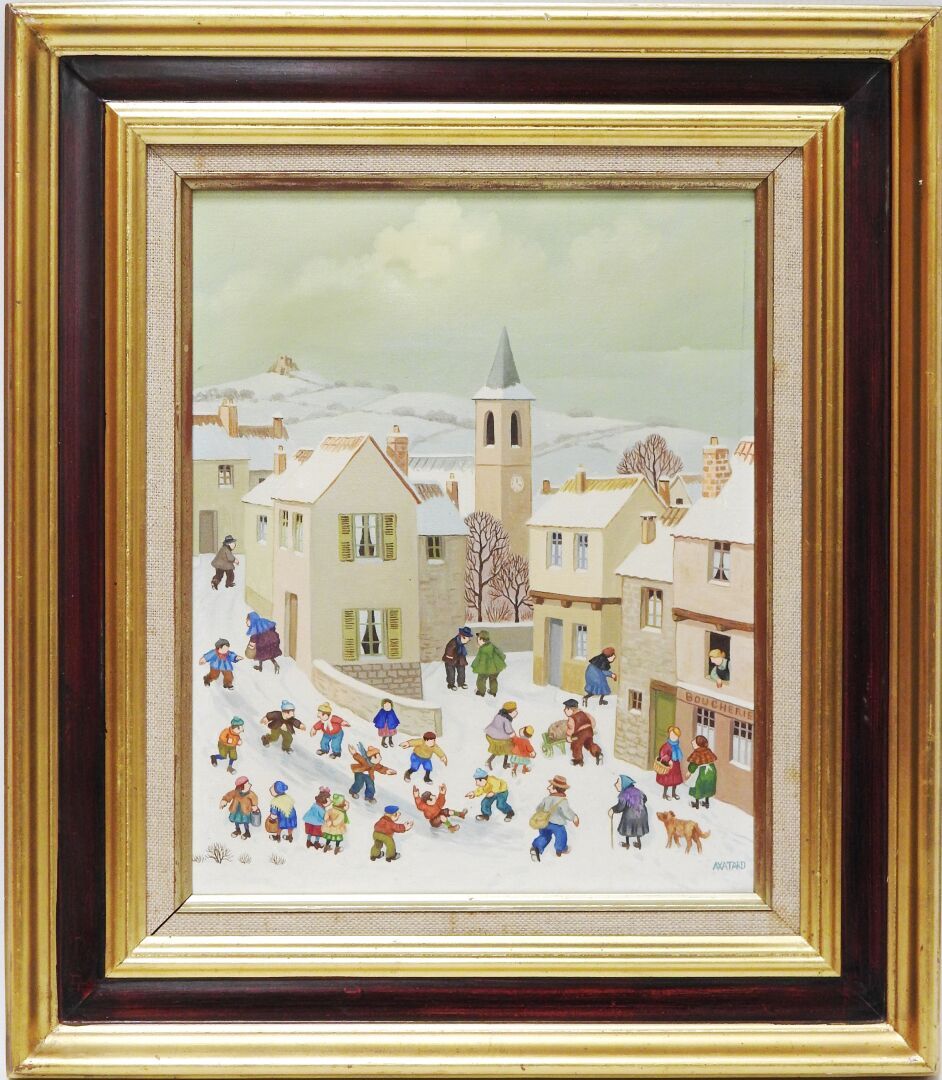 Null Jean AXATARD (1931) - Art naïf
Les enfants qui glissent. 
Huile sur toile. &hellip;