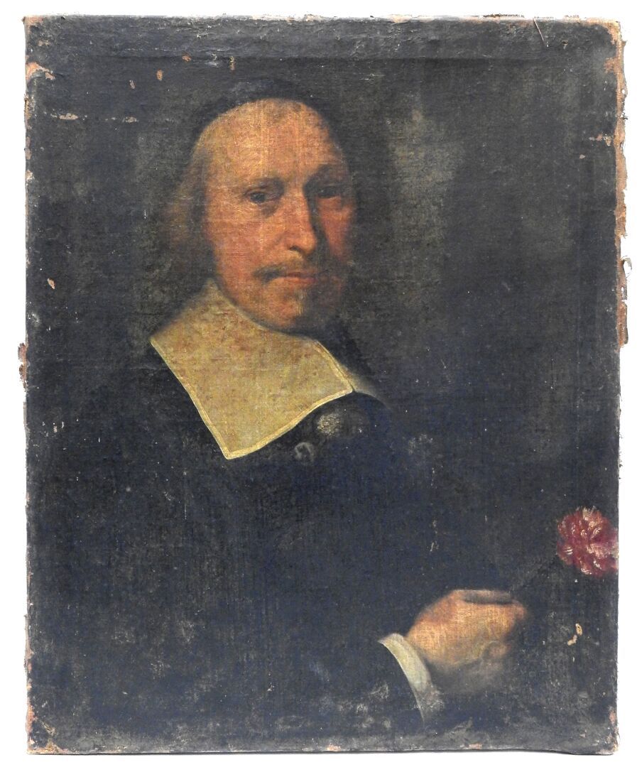 Null Ecole FRANCAISE du XVIIe siècle
Portrait d'un sage au jabot tenant une fleu&hellip;